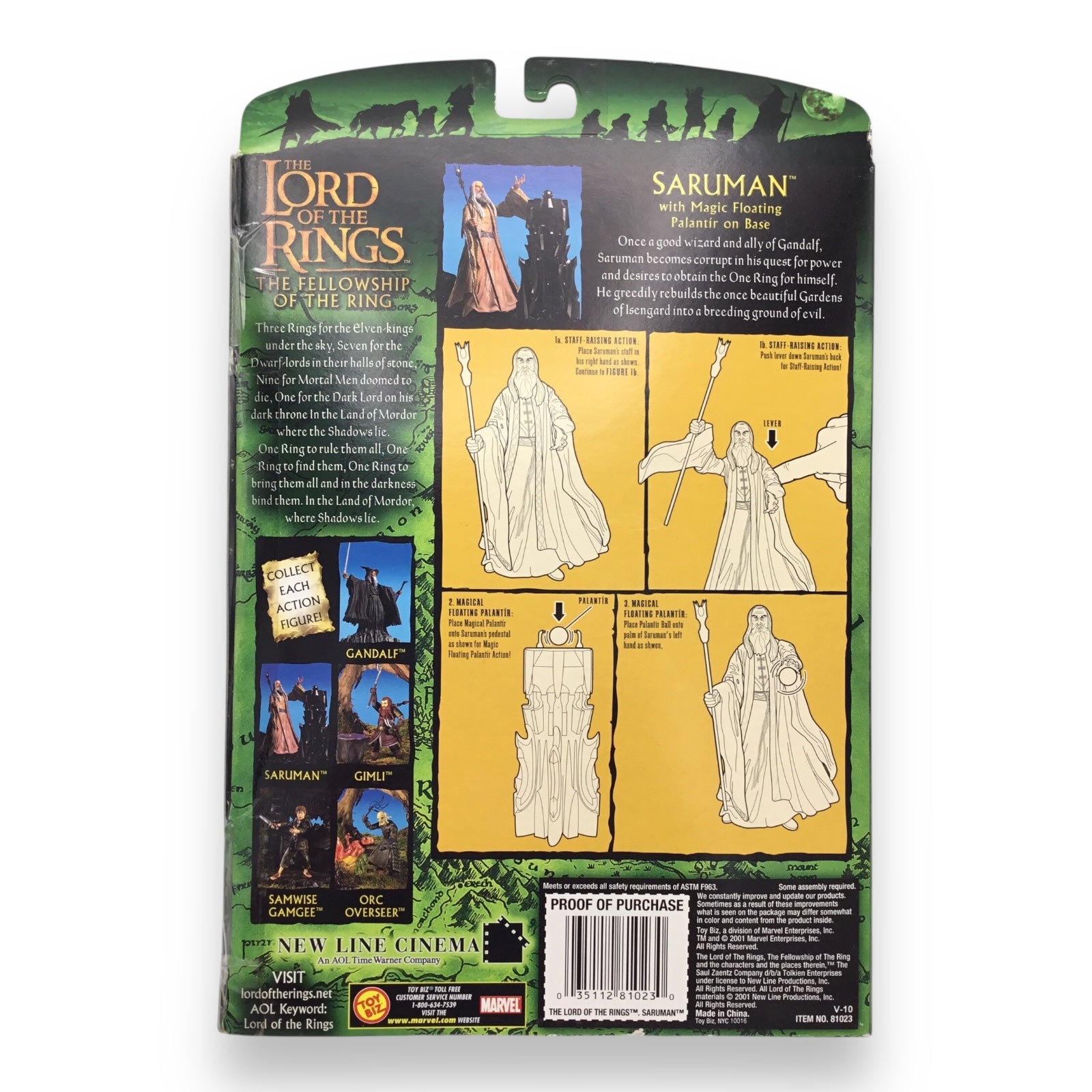 Lord of the Rings Fellowship of the Ring – Saruman with Magic Floating Palantír on Base (Toy Biz, 2001, New in Box)
