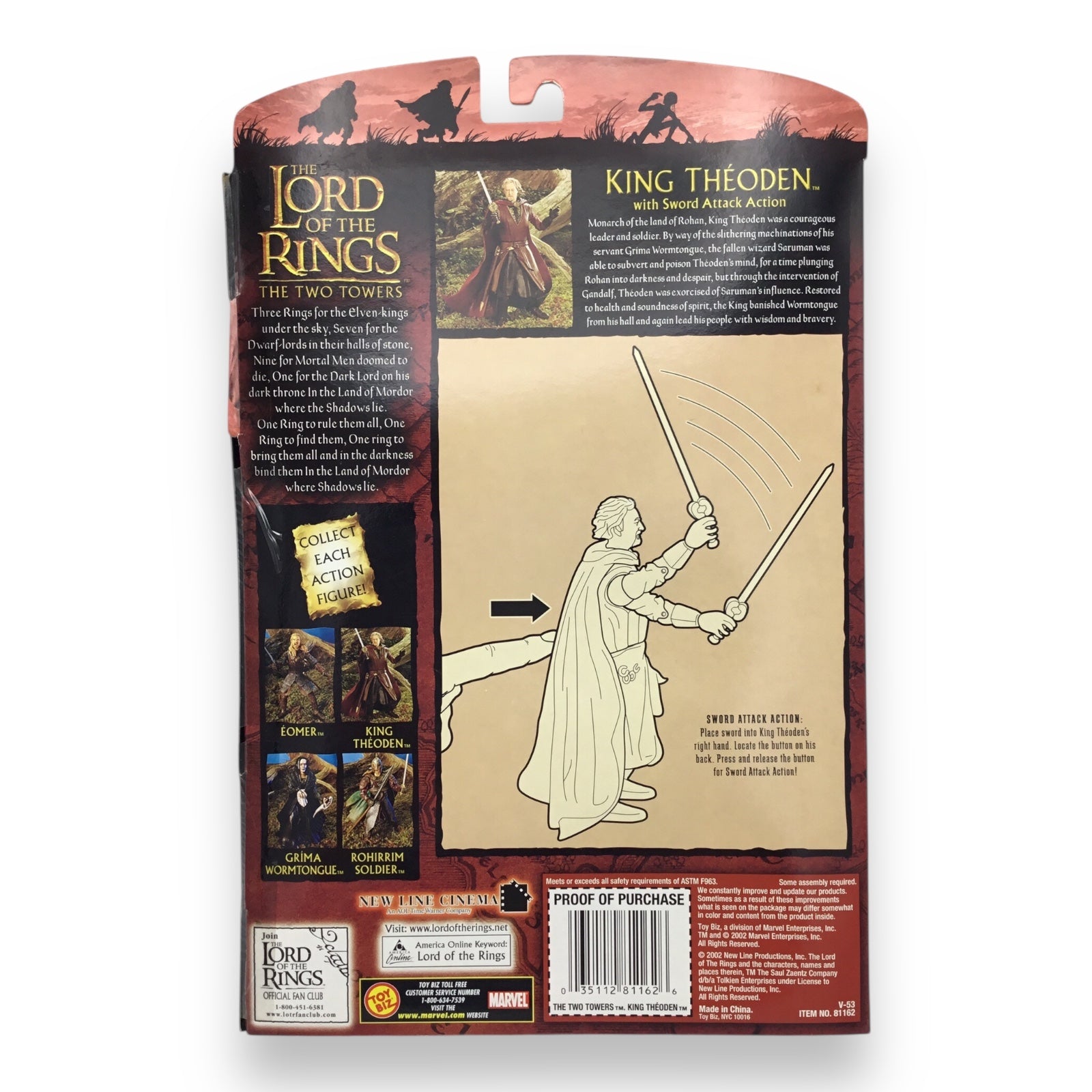Lord of the Rings King Théoden with Sword Attack Action (Toy Biz, 2002, New in Box)