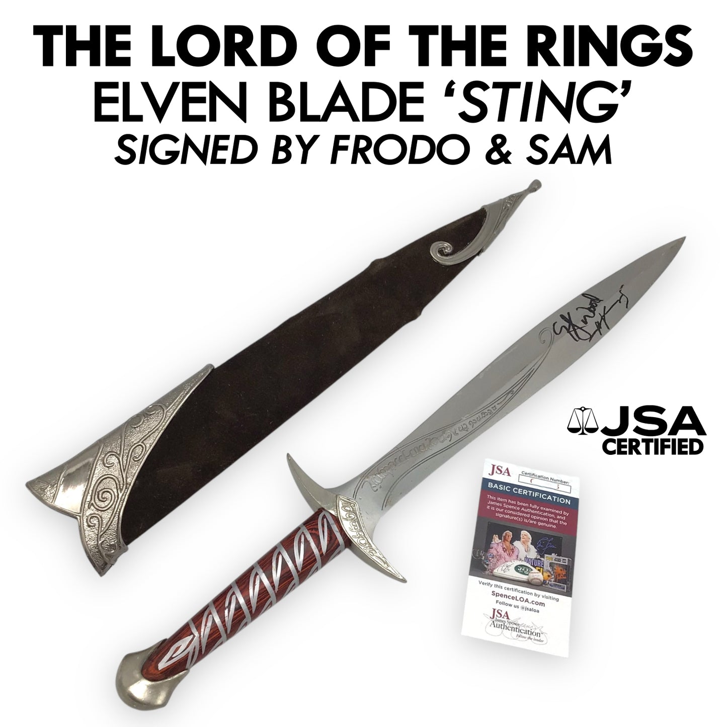 Lord of the Rings ‘Sting’ Sword | Signed by Elijah Wood & Sean Astin (JSA Certified)