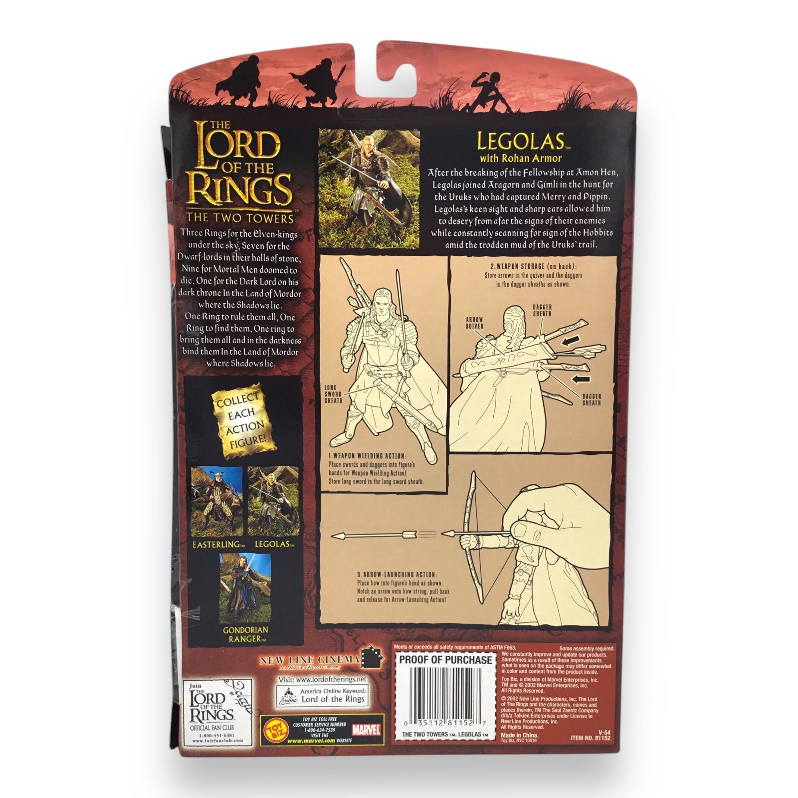 Lord of the Rings The Two Towers – Legolas in Rohan Armor (Toy Biz, 2002, New in Box)