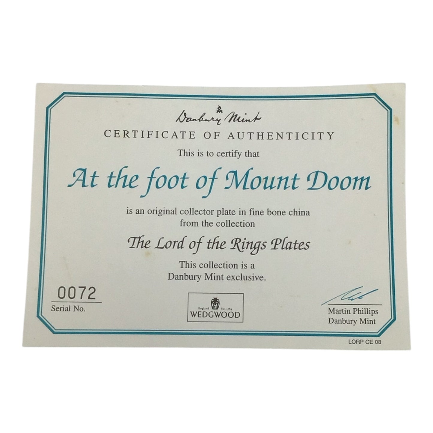 LotR At The Foot of Mount Doom Limited Edition Decorative Plate - Danbury Mint