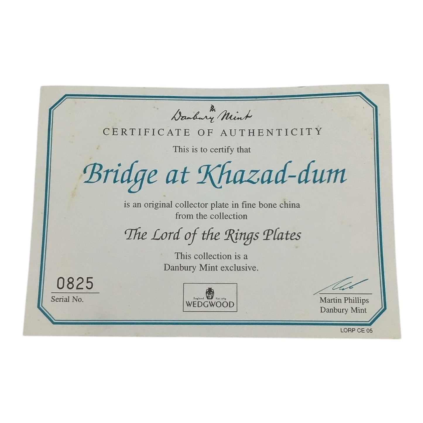 LotR Bridge at Khazad-dum Limited Edition Decorative Plate - Danbury Mint