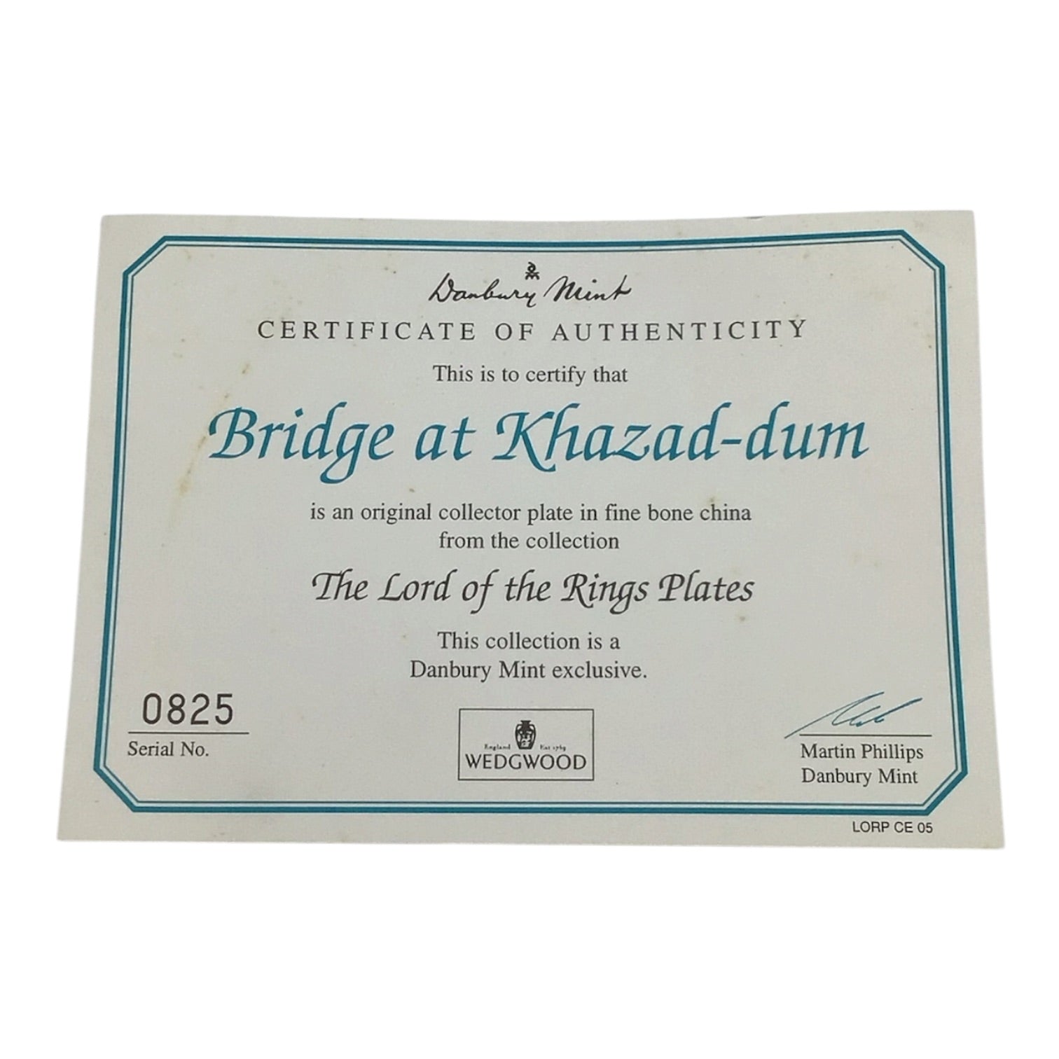 LotR Bridge at Khazad-dum Limited Edition Decorative Plate - Danbury Mint