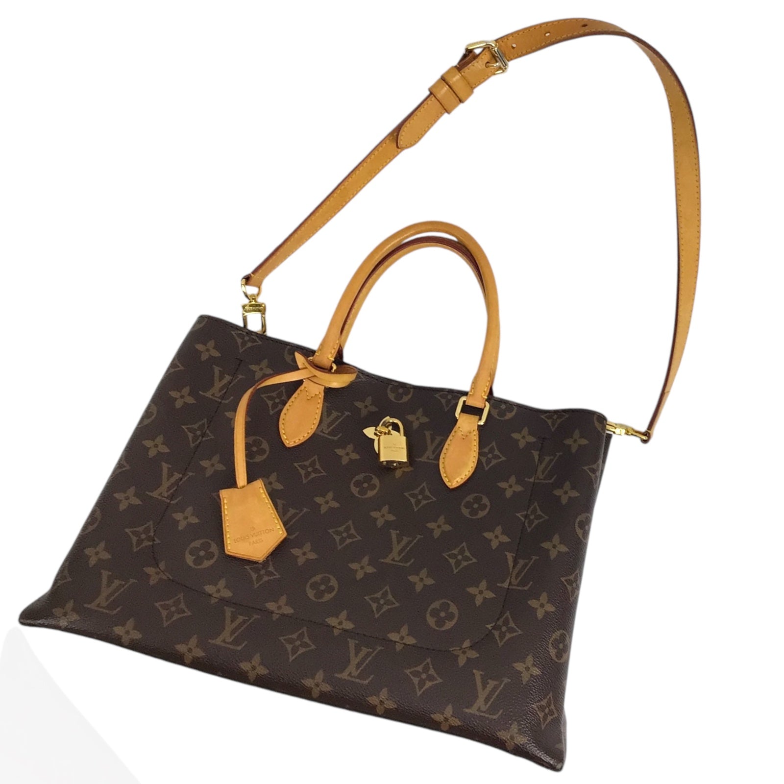 Louis Vuitton Brown & Tan Flower Tote Monogram Canvas Preloved Bag