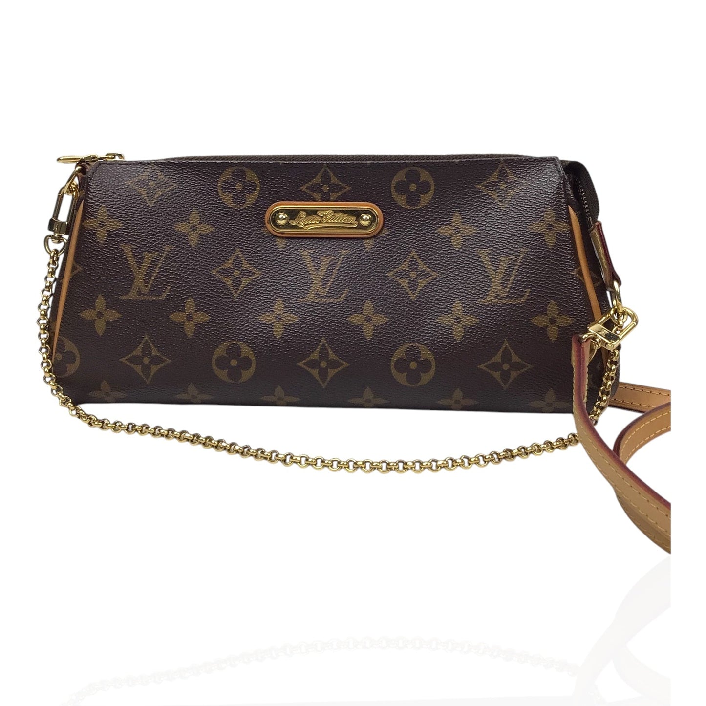 Louis Vuitton Eva Clutch Monogram Handbag with Gold Chain