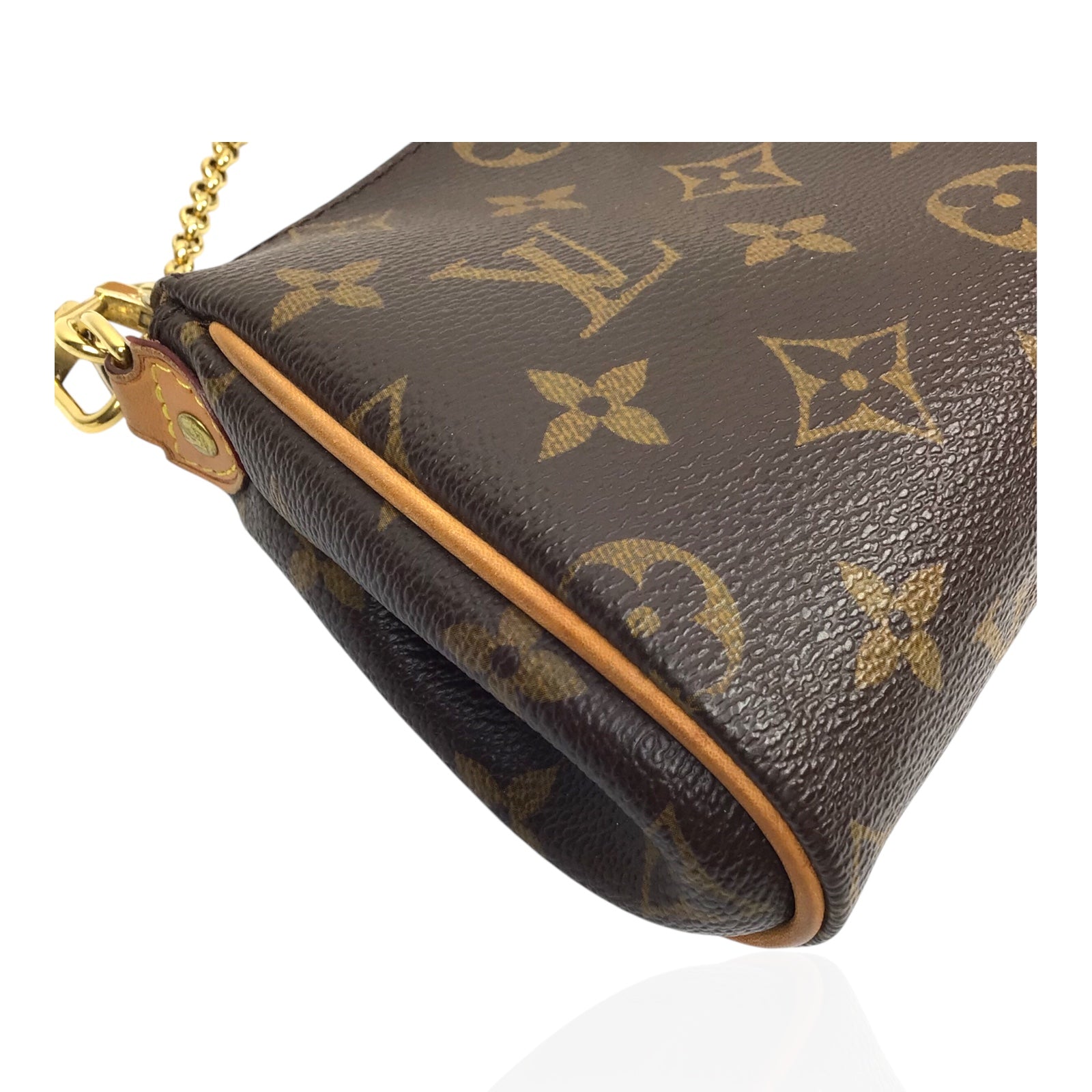 Louis Vuitton Eva Clutch Monogram Handbag with Gold Chain