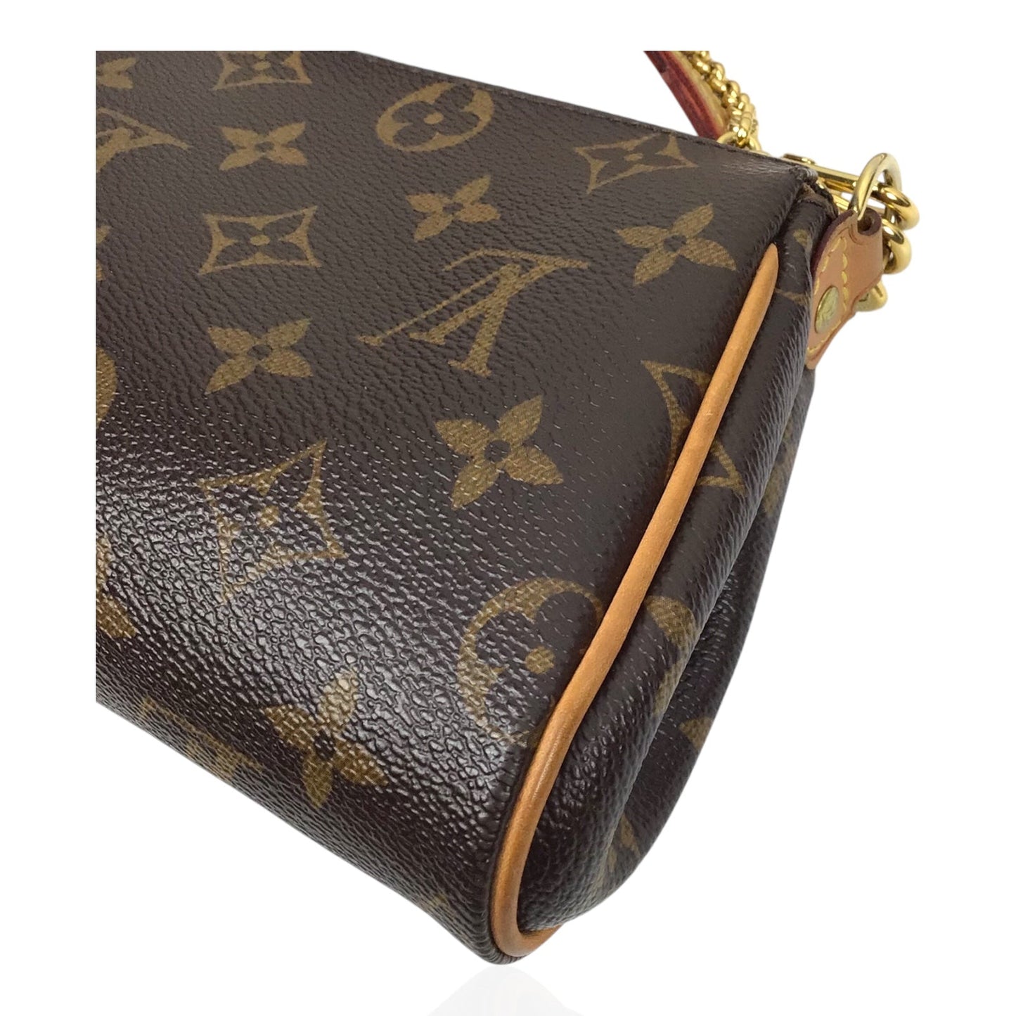 Louis Vuitton Eva Clutch Monogram Handbag with Gold Chain