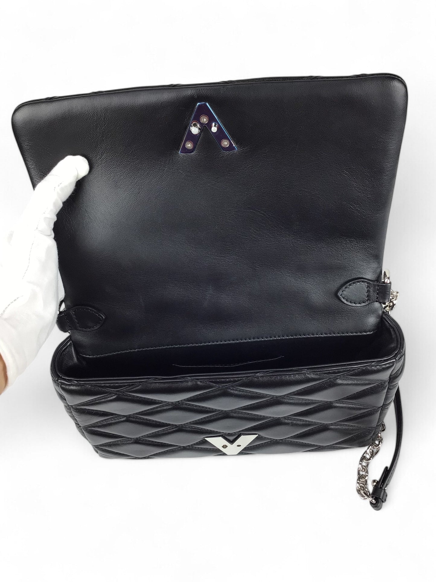 Louis Vuitton G0-14 Malletage MM Black Quilted Leather Shoulder Bag w/Box & Mirror