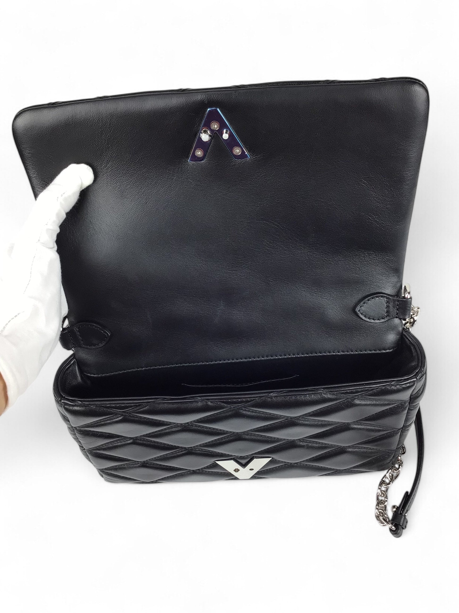Louis Vuitton G0-14 Malletage MM Black Quilted Leather Shoulder Bag w/Box & Mirror