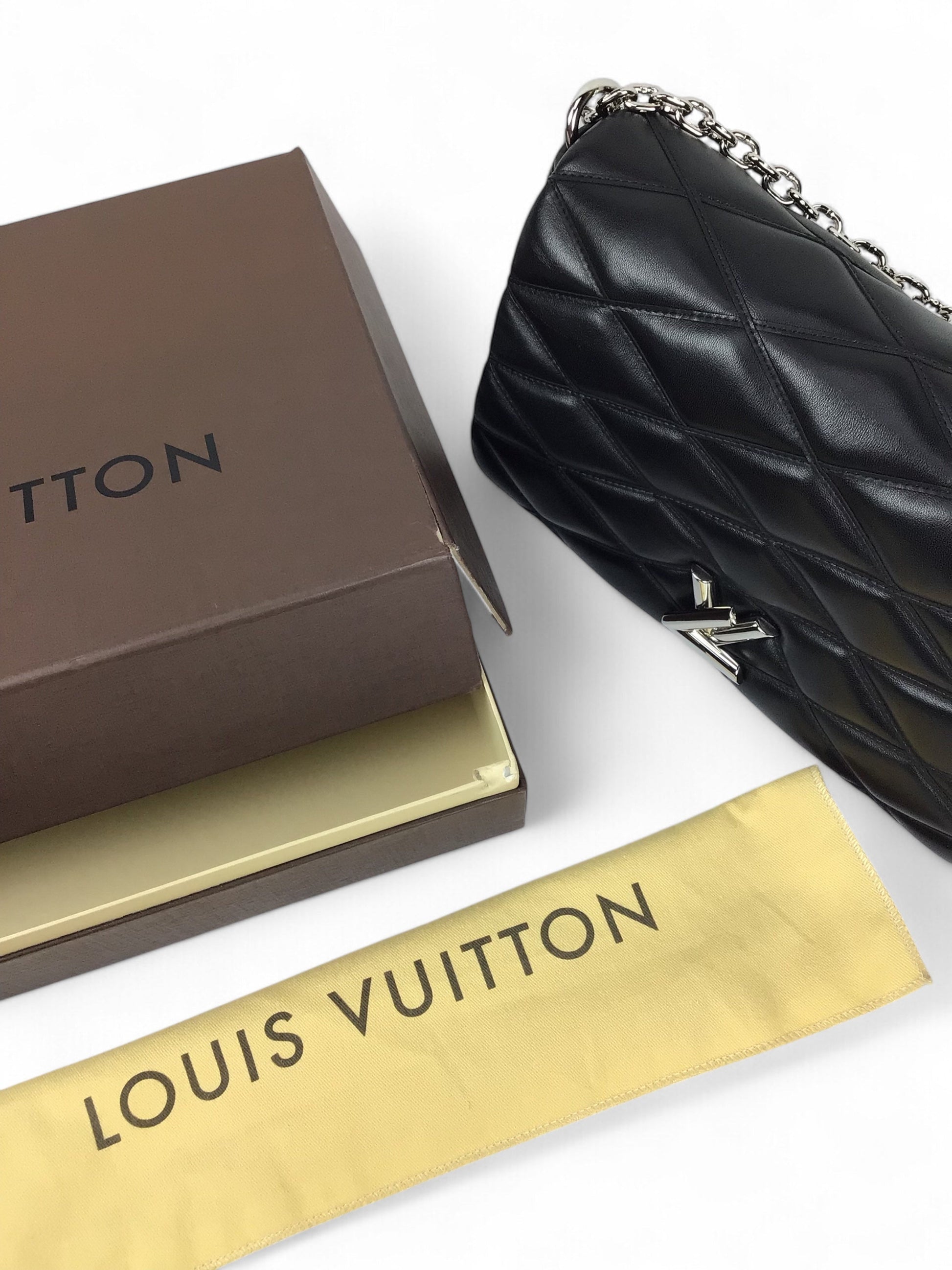 Louis Vuitton G0-14 Malletage MM Black Quilted Leather Shoulder Bag w/Box & Mirror