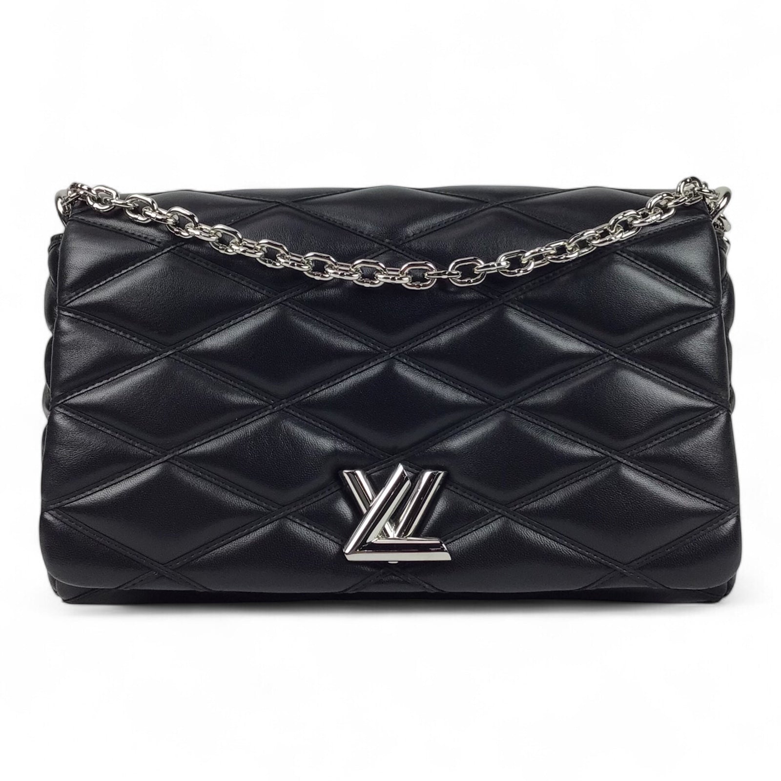 Louis Vuitton G0-14 Malletage MM Black Quilted Leather Shoulder Bag w/Box & Mirror