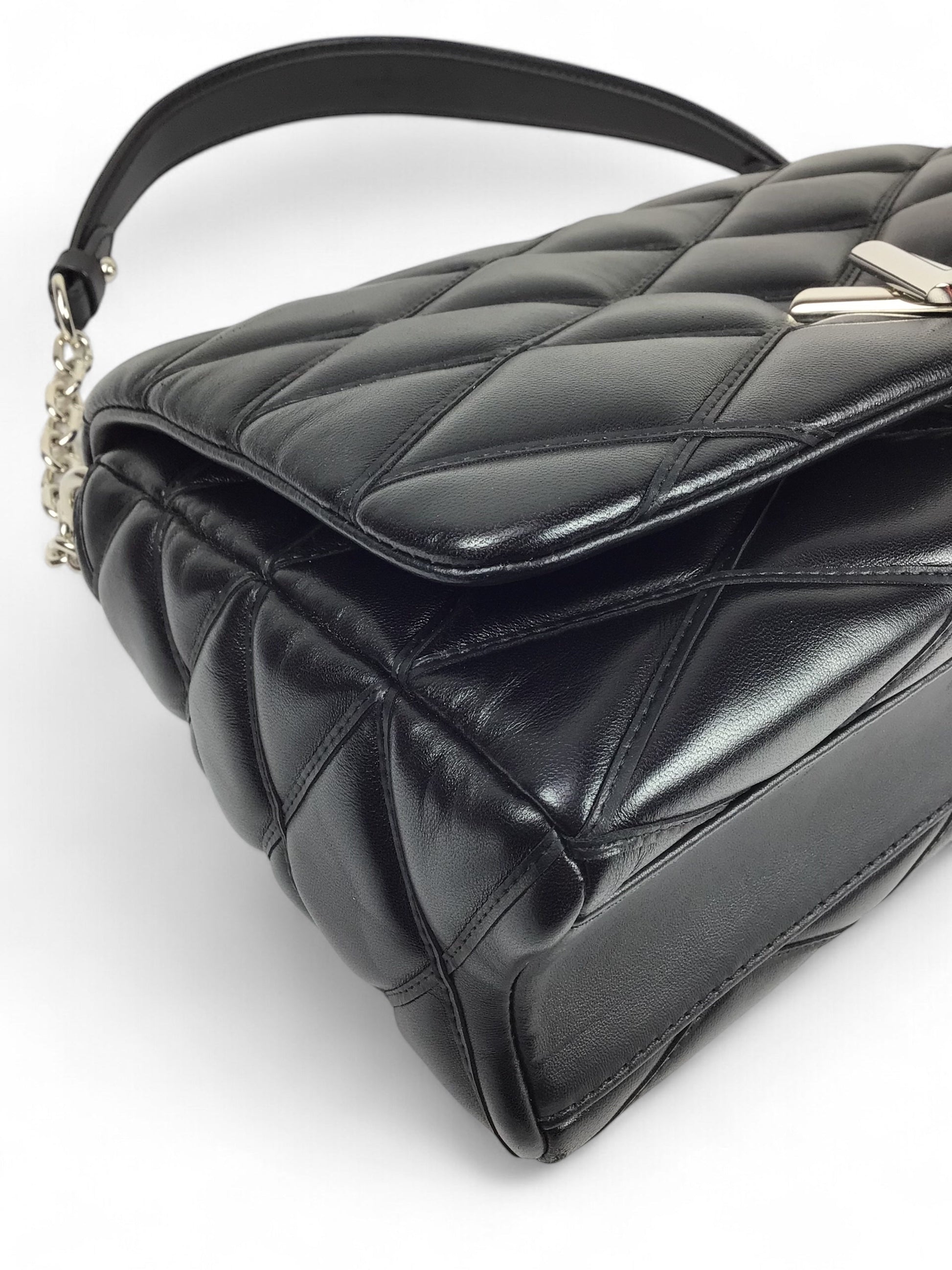 Louis Vuitton G0-14 Malletage MM Black Quilted Leather Shoulder Bag w/Box & Mirror