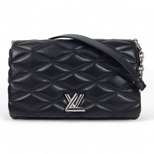 Louis Vuitton G0-14 Malletage MM Black Quilted Leather Shoulder Bag w/Box & Mirror