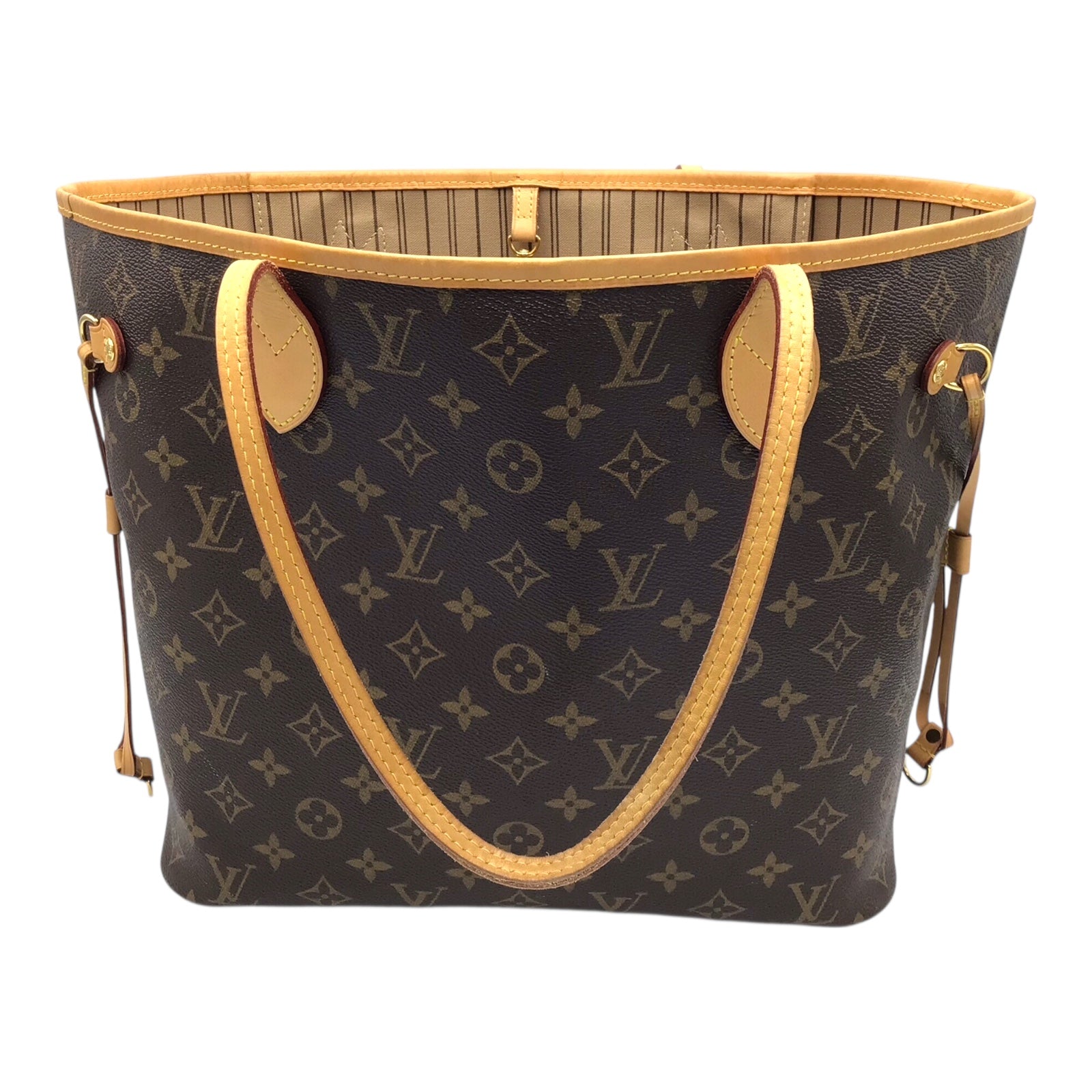 Louis Vuitton Neverfull MM Monogram Tote - Vachetta Leather Straps, Brass Hardware