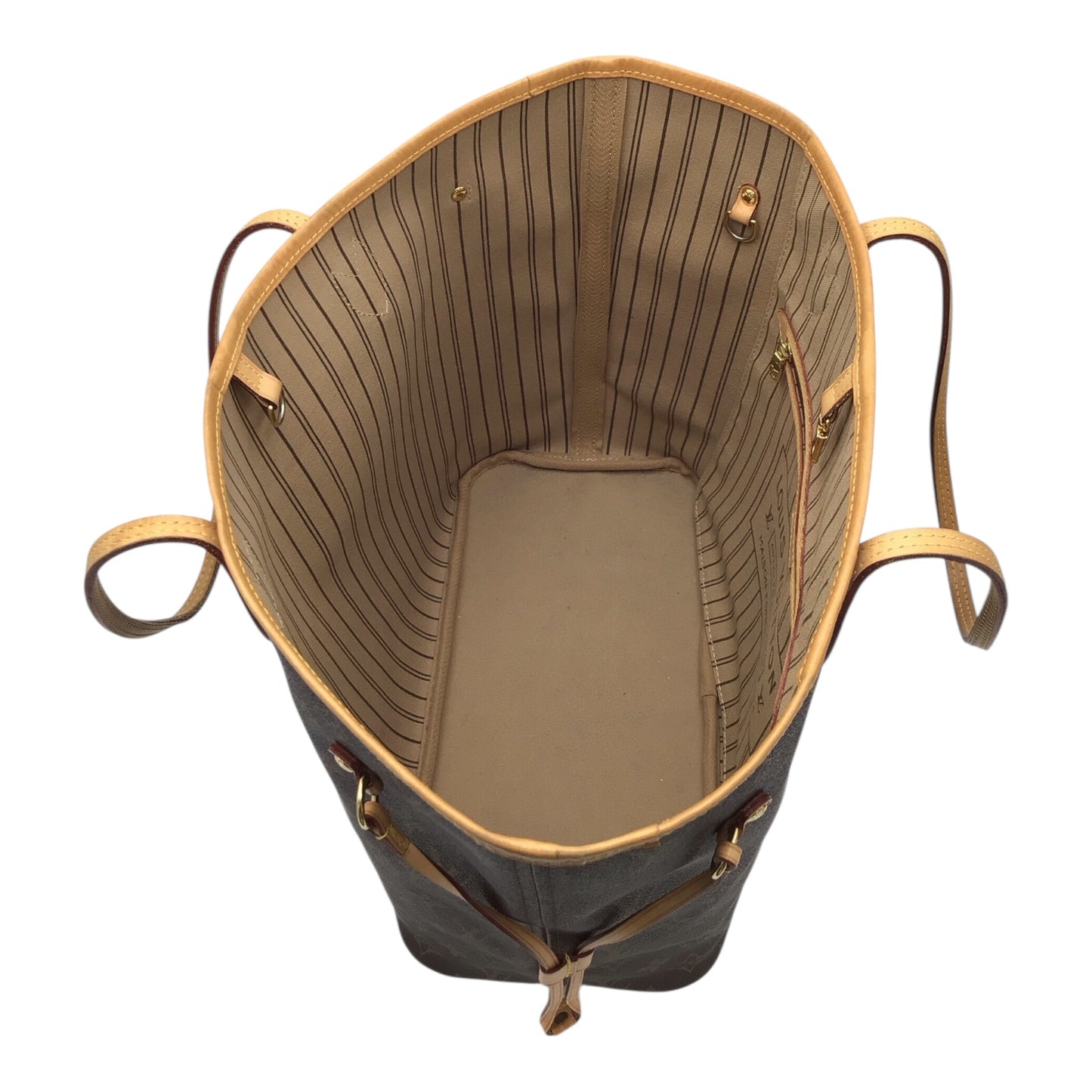 Louis Vuitton Neverfull MM Monogram Tote - Vachetta Leather Straps, Brass Hardware