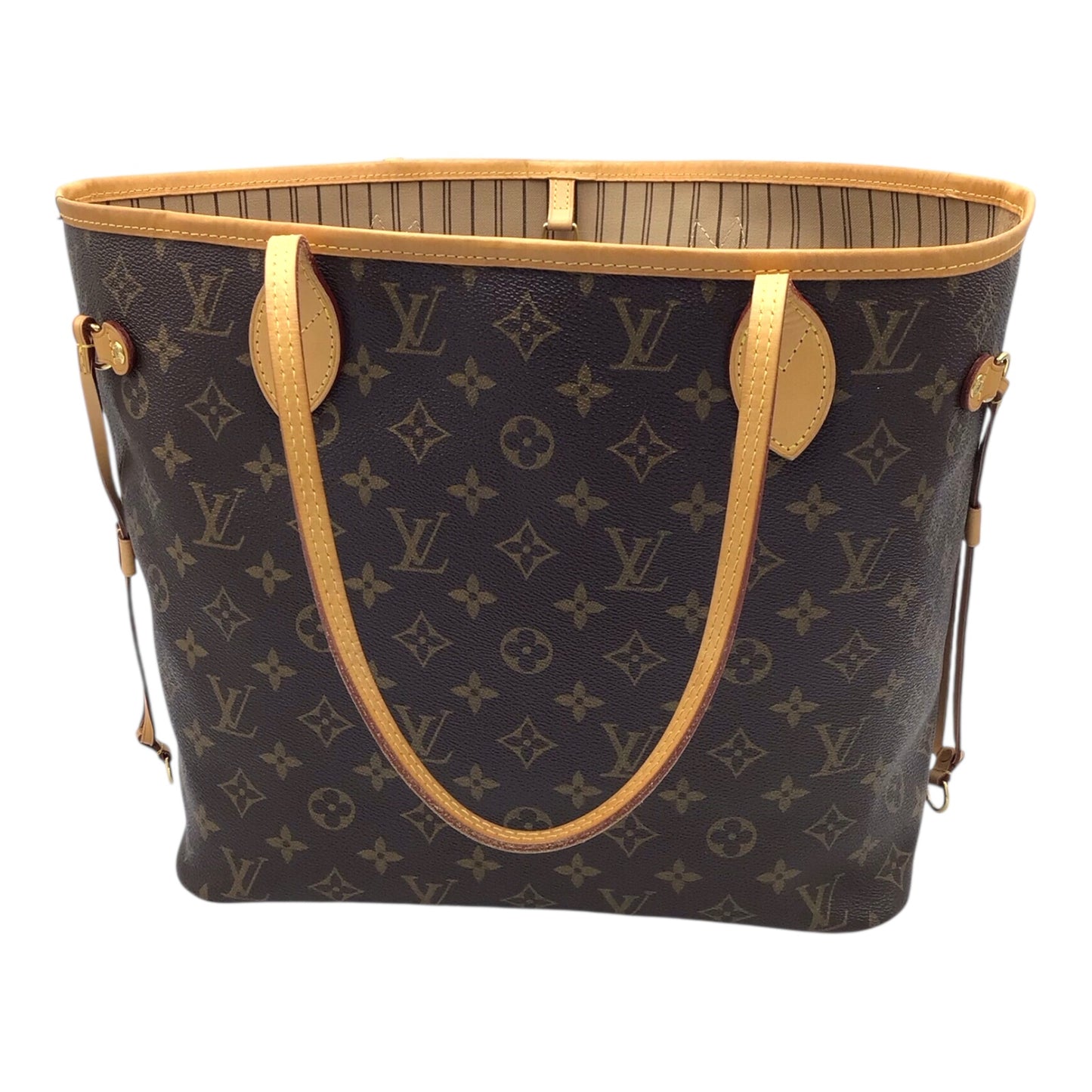 Louis Vuitton Neverfull MM Monogram Tote - Vachetta Leather Straps, Brass Hardware