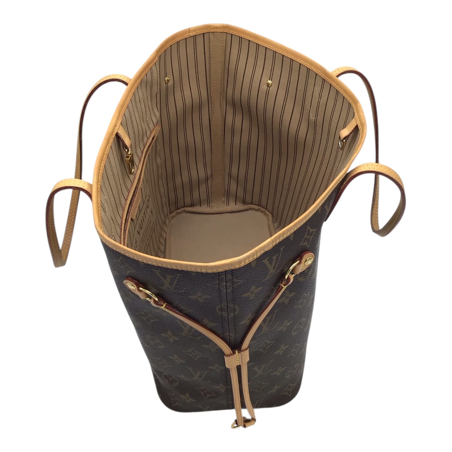 Louis Vuitton Neverfull MM Monogram Tote - Vachetta Leather Straps, Brass Hardware