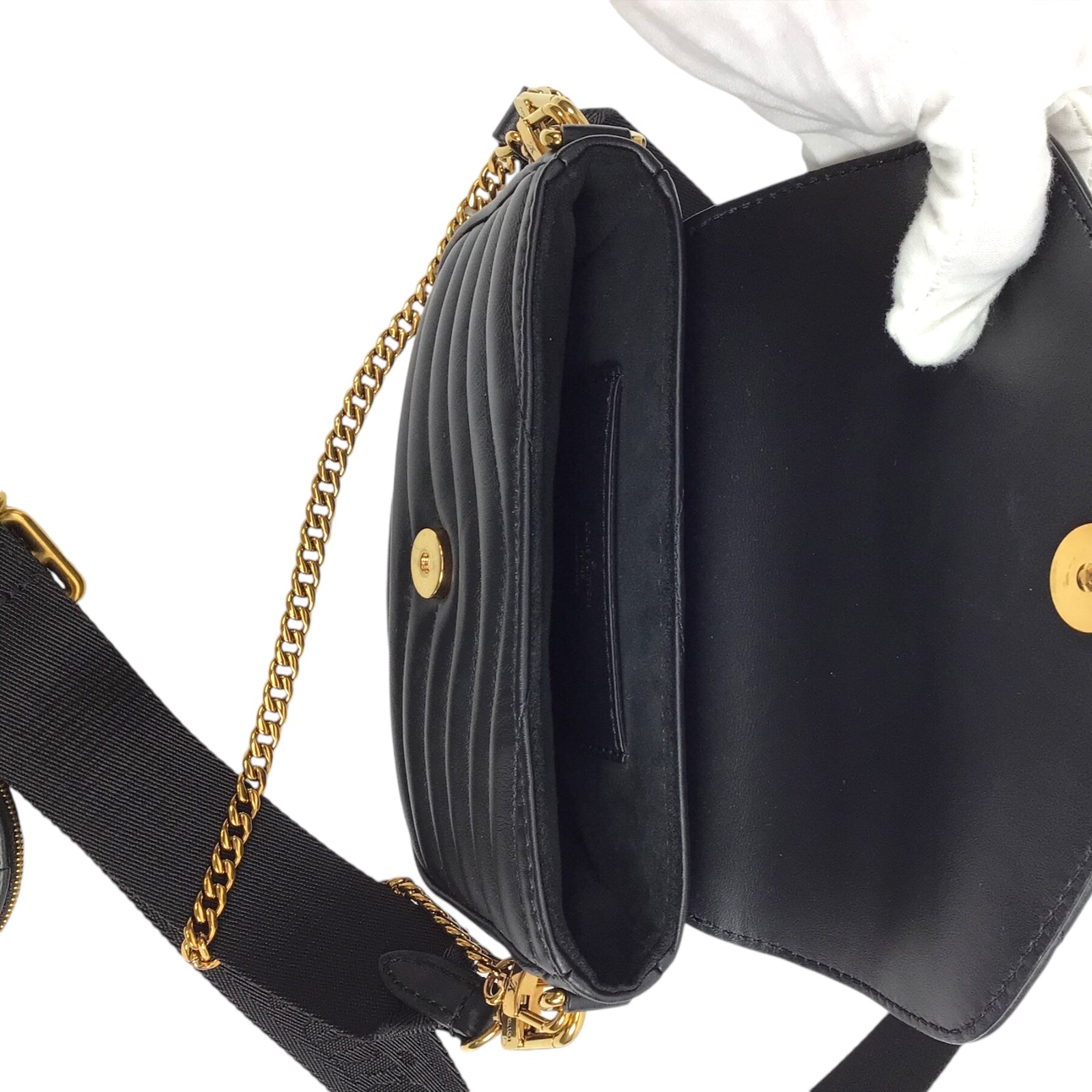 Louis Vuitton New Wave Multi Pochette Black Calfskin, Gold Hardware