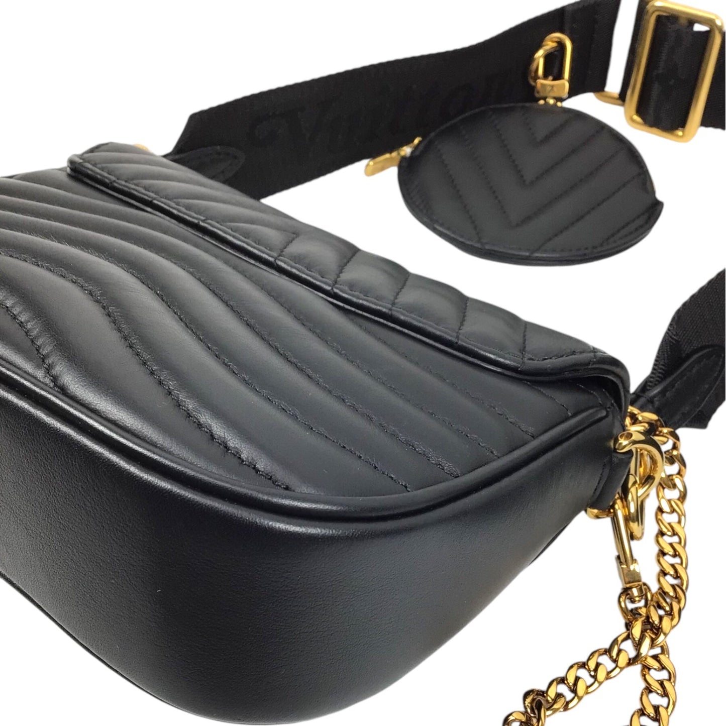 Louis Vuitton New Wave Multi Pochette Black Calfskin, Gold Hardware