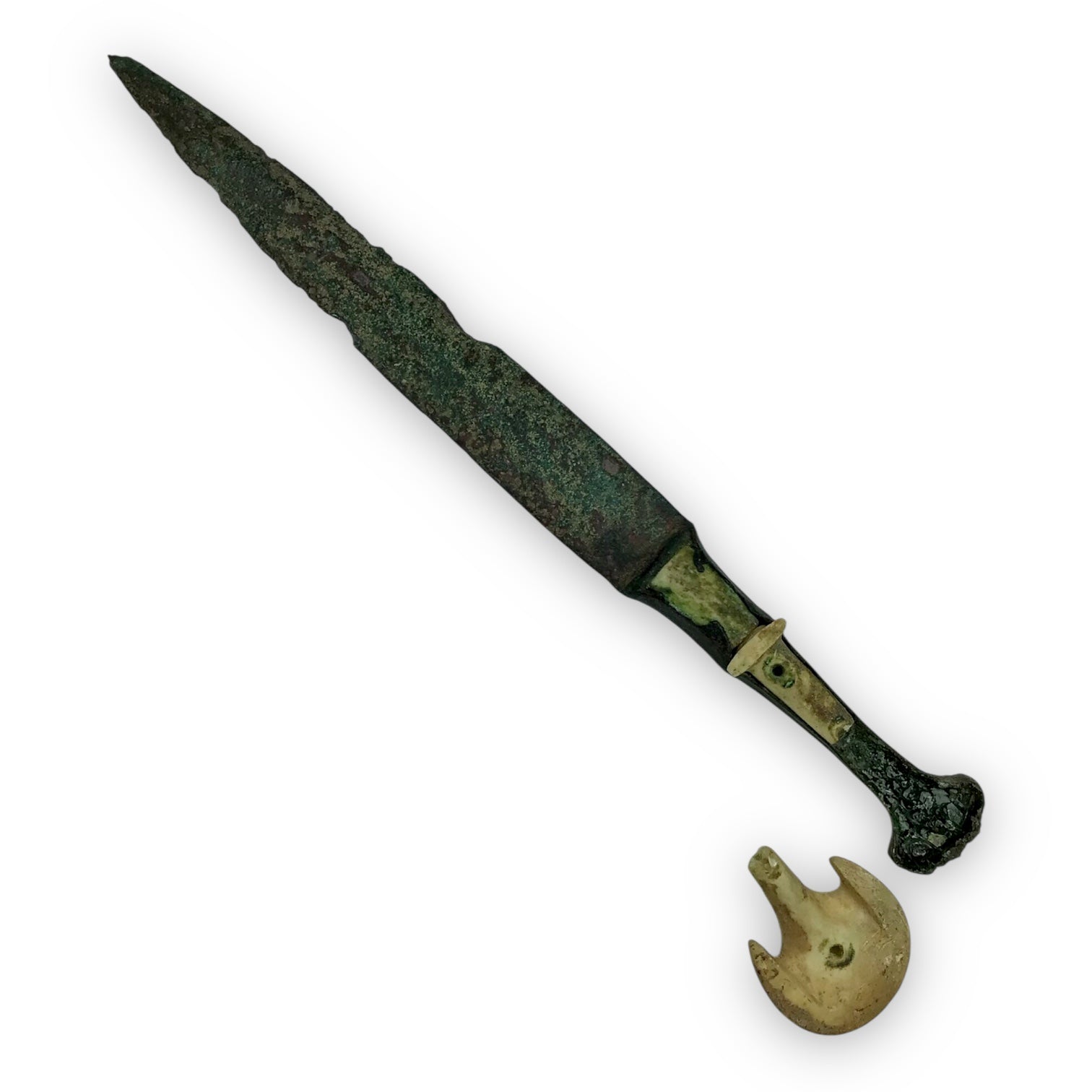 Luristan Bronze Dagger w/ Original Bone Pommel - 10th-9th Century B.C.