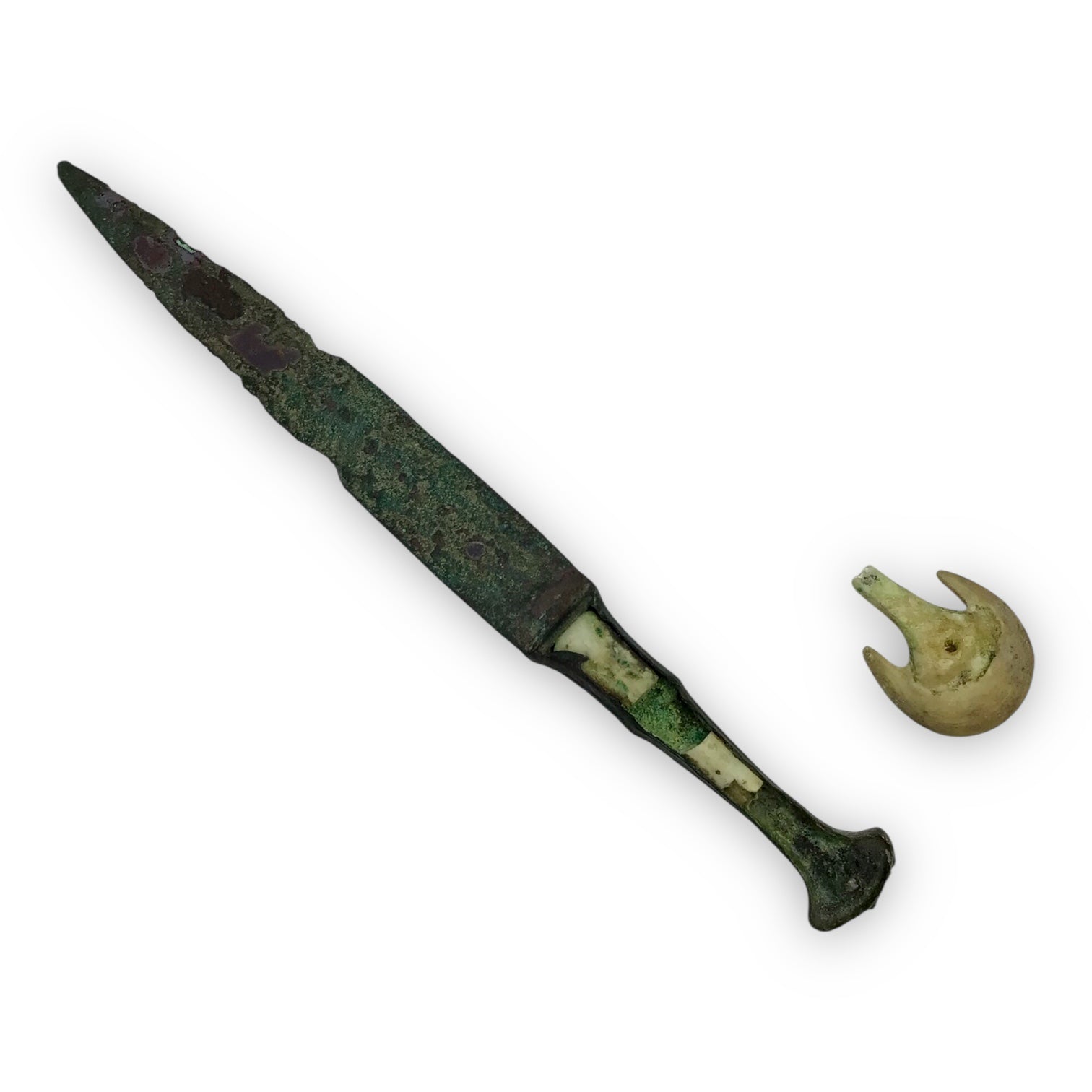 Luristan Bronze Dagger w/ Original Bone Pommel - 10th-9th Century B.C.