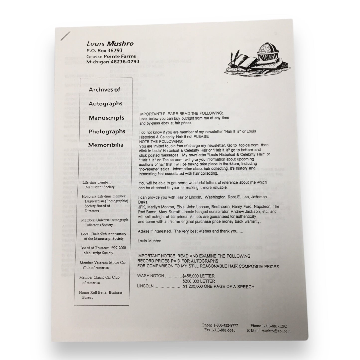 Lyndon B. Johnson Hair Clipping with Certificate of Authenticity