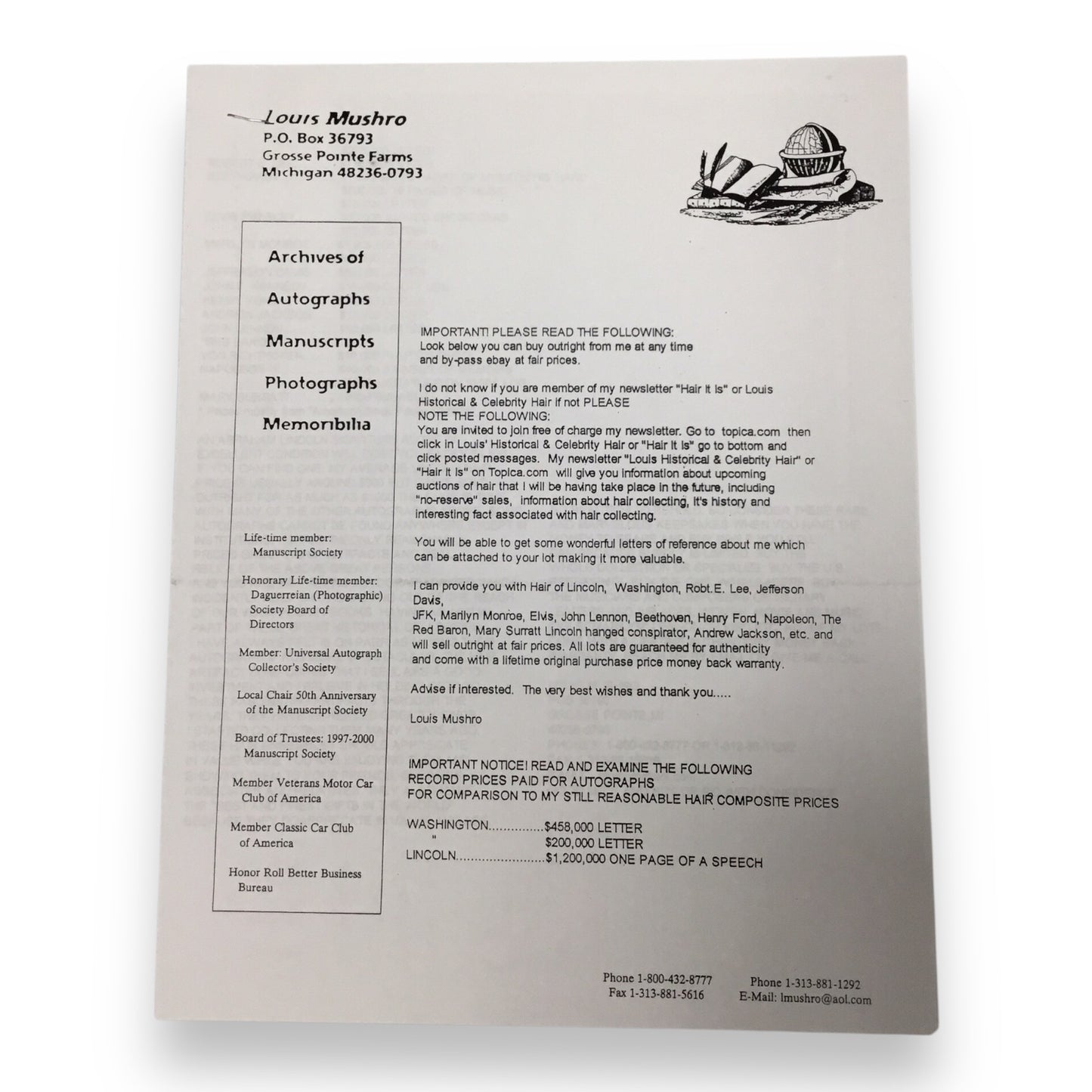 Lyndon B. Johnson Hair Clipping with Certificate of Authenticity