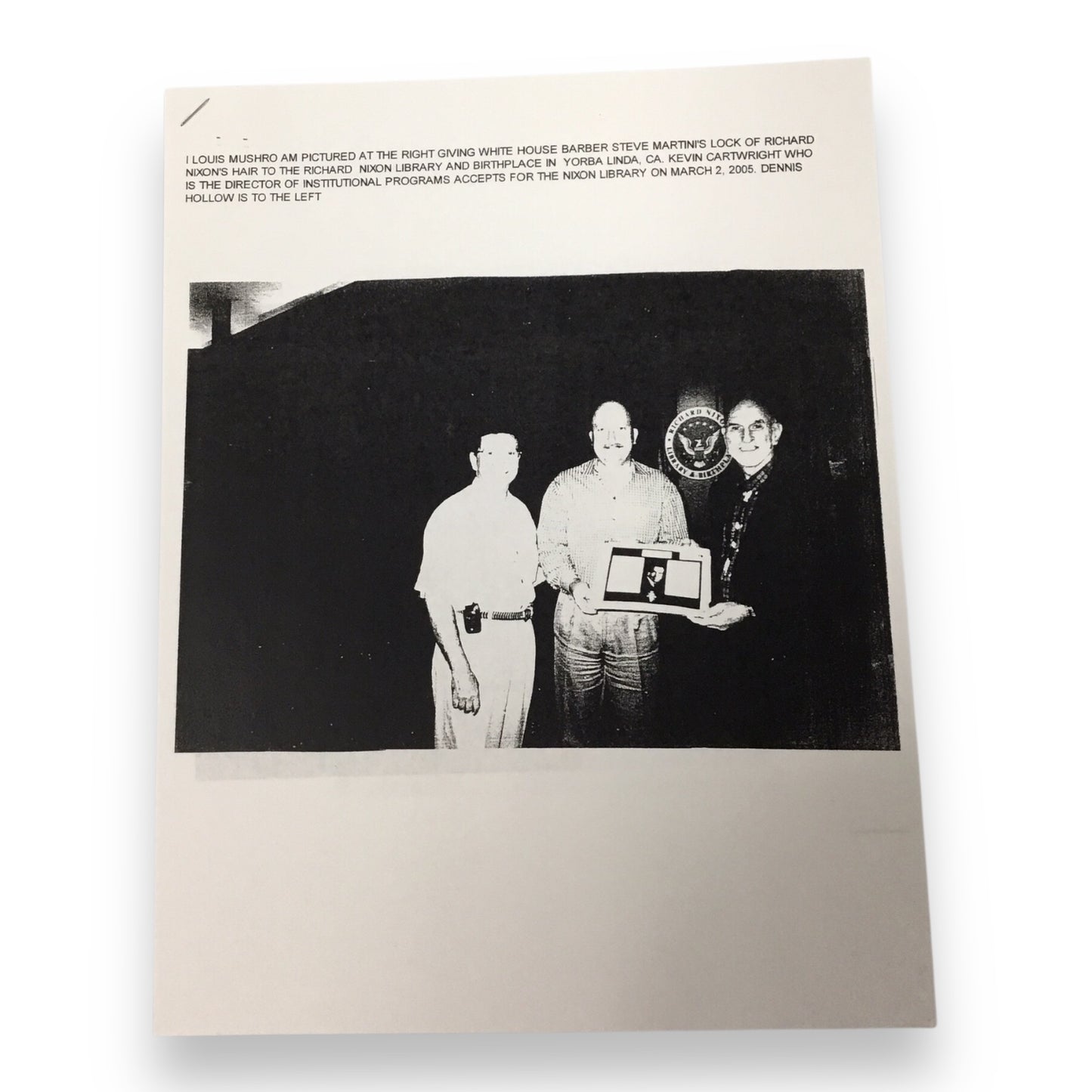 Lyndon B. Johnson Hair Clipping with Certificate of Authenticity