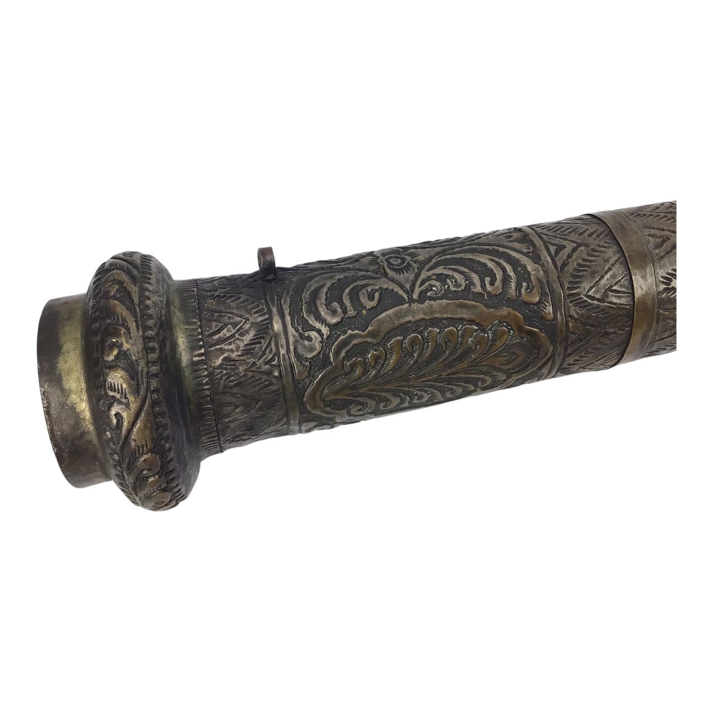 MASSIVE Burmese Dha with Elaborate Silvered Sheath and Fully Decorated Signed Blade