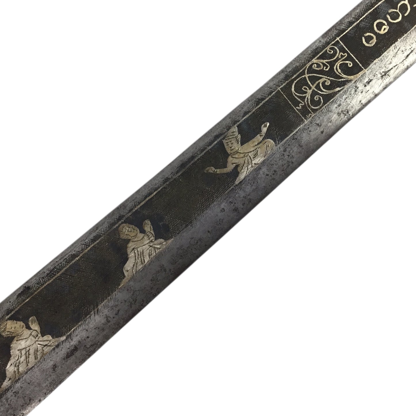 MASSIVE Burmese Dha with Elaborate Silvered Sheath and Fully Decorated Signed Blade