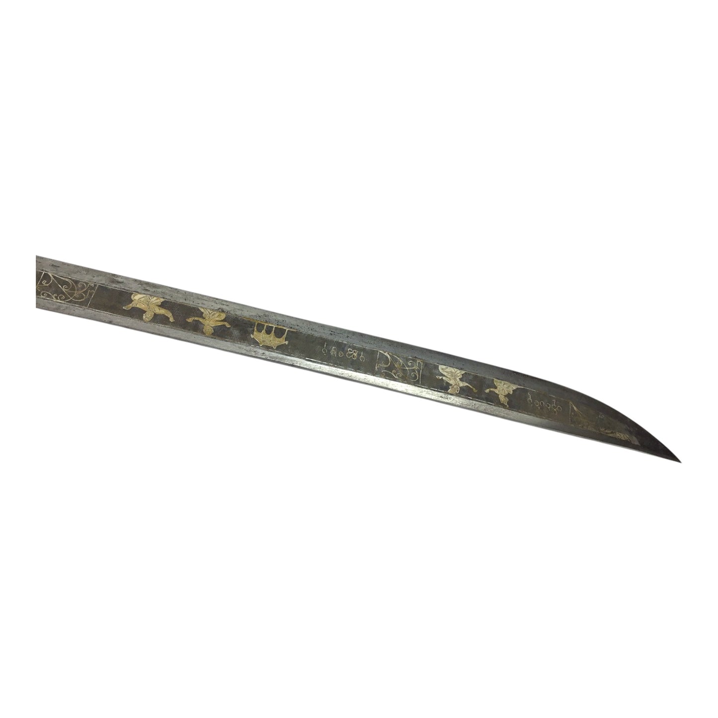 MASSIVE Burmese Dha with Elaborate Silvered Sheath and Fully Decorated Signed Blade