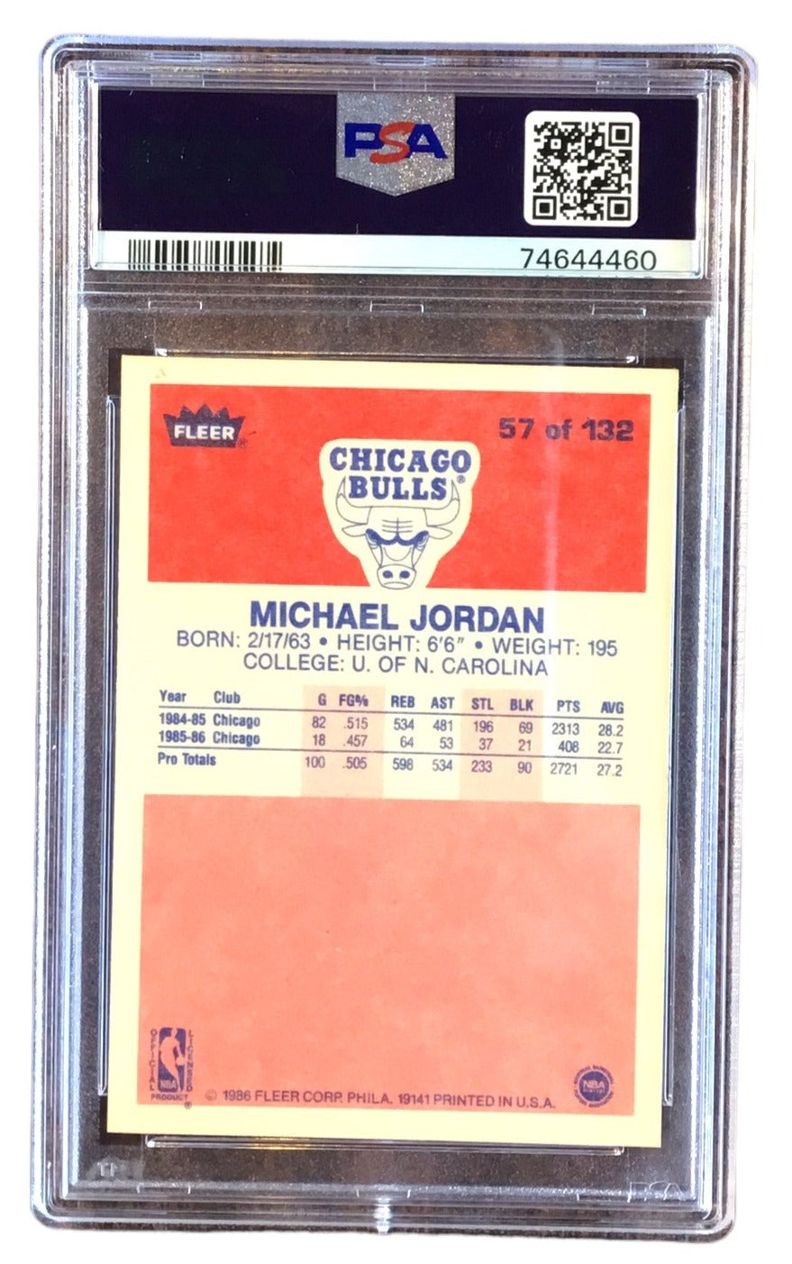 MICHAEL JORDAN 1986/87 FLEER #57 RC ROOKIE CARD CHICAGO BULLS PSA 8 NM-MT