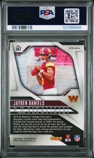 2024 Prizm Orange Lazer #347 Rookie RC Jayden Daniels PSA 9 - 121095895