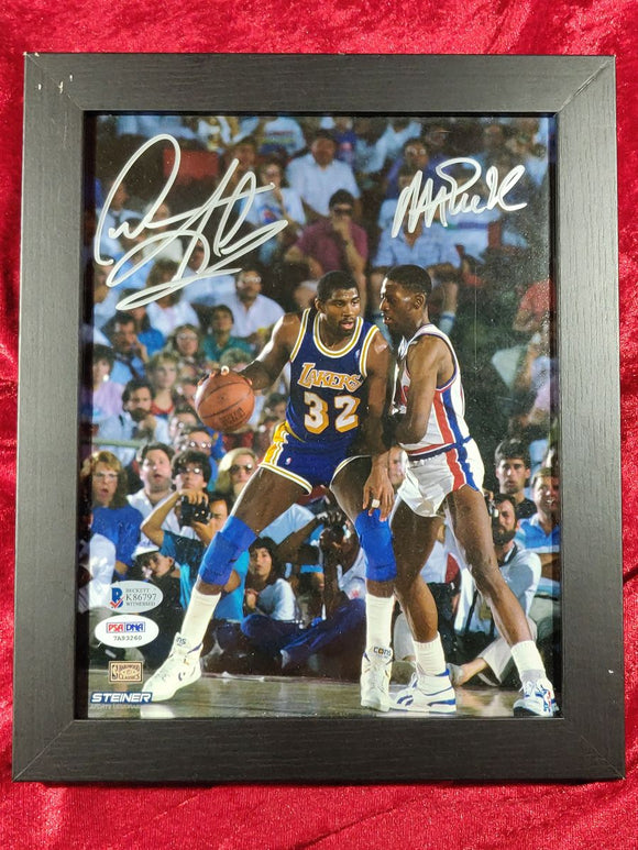 Magic Johnson and Dennis Rodman Autographed Framed Photo Certified Authentic