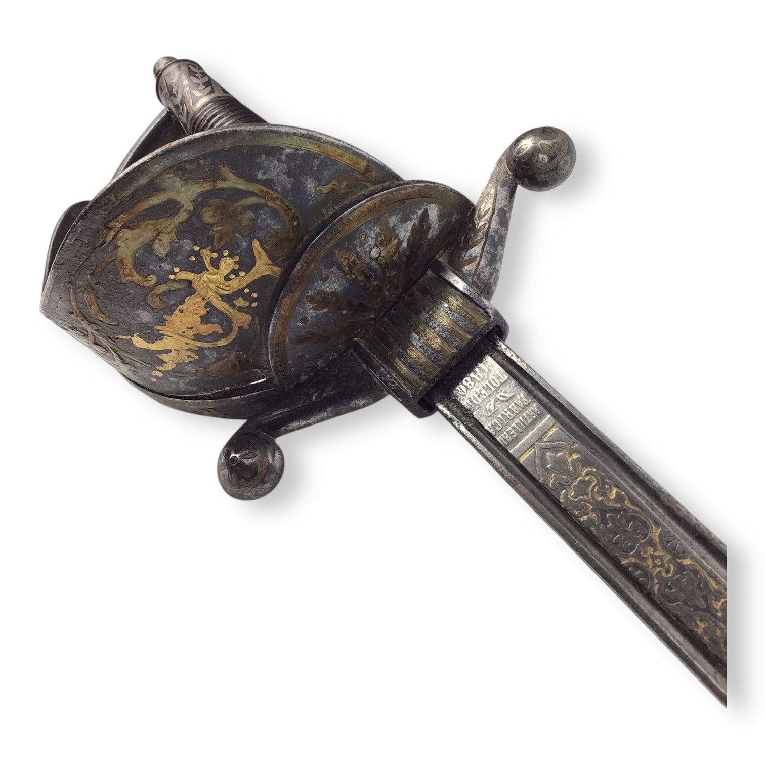 Magnificent Spanish or Mexican Senior Officer Sword with Ancestral Gilt Hilt and Toledo Blade circa 1880