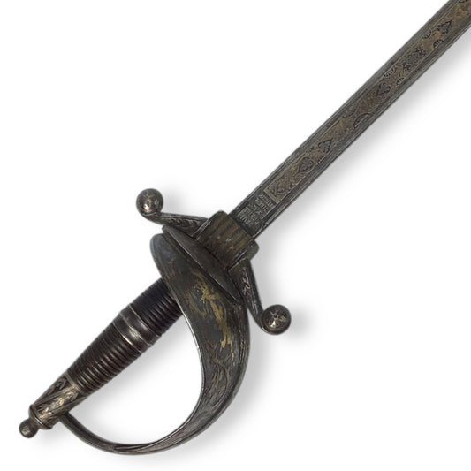 Magnificent Spanish or Mexican Senior Officer Sword with Ancestral Gilt Hilt and Toledo Blade circa 1880