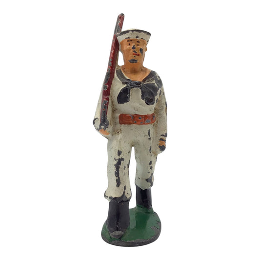 Manoil 1930s Lead Toy Soldier Navy Sailor Marching with Rifle – Vintage Dimestore Figure