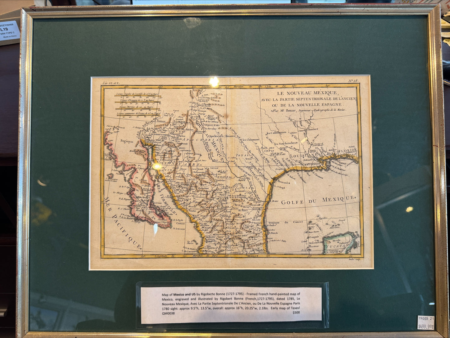 Map of Mexico and US by Rigoberte Bonne (1727-1795)
