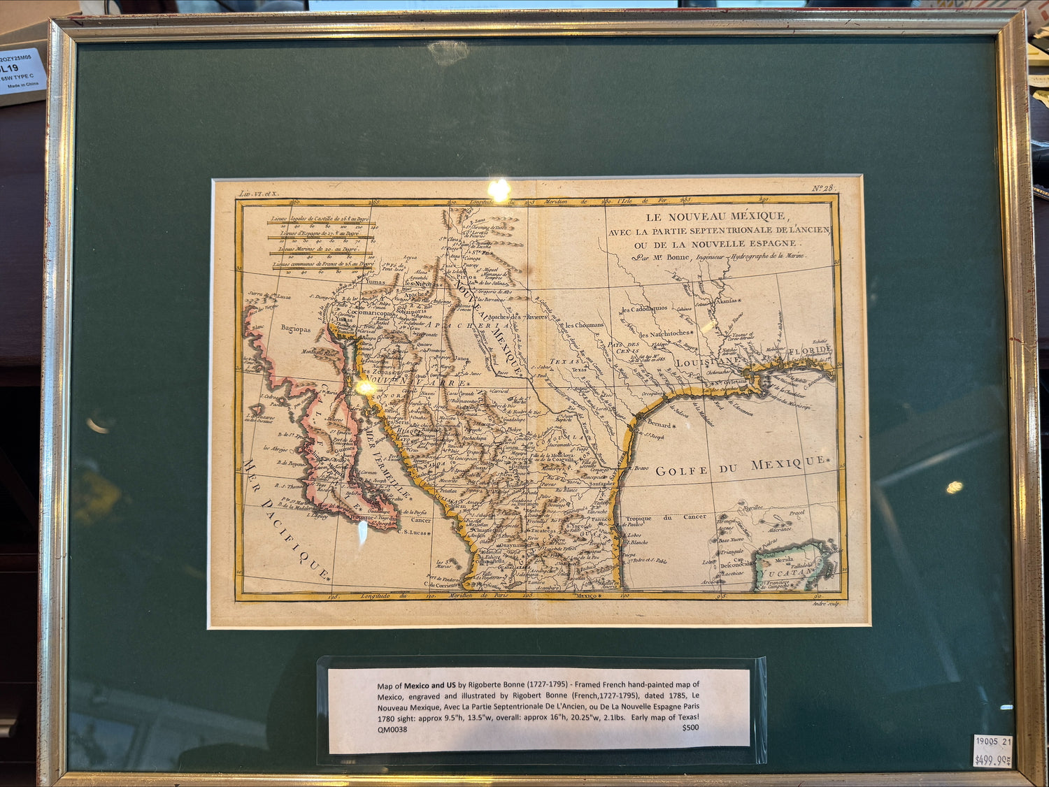 Map of Mexico and US by Rigoberte Bonne (1727-1795)