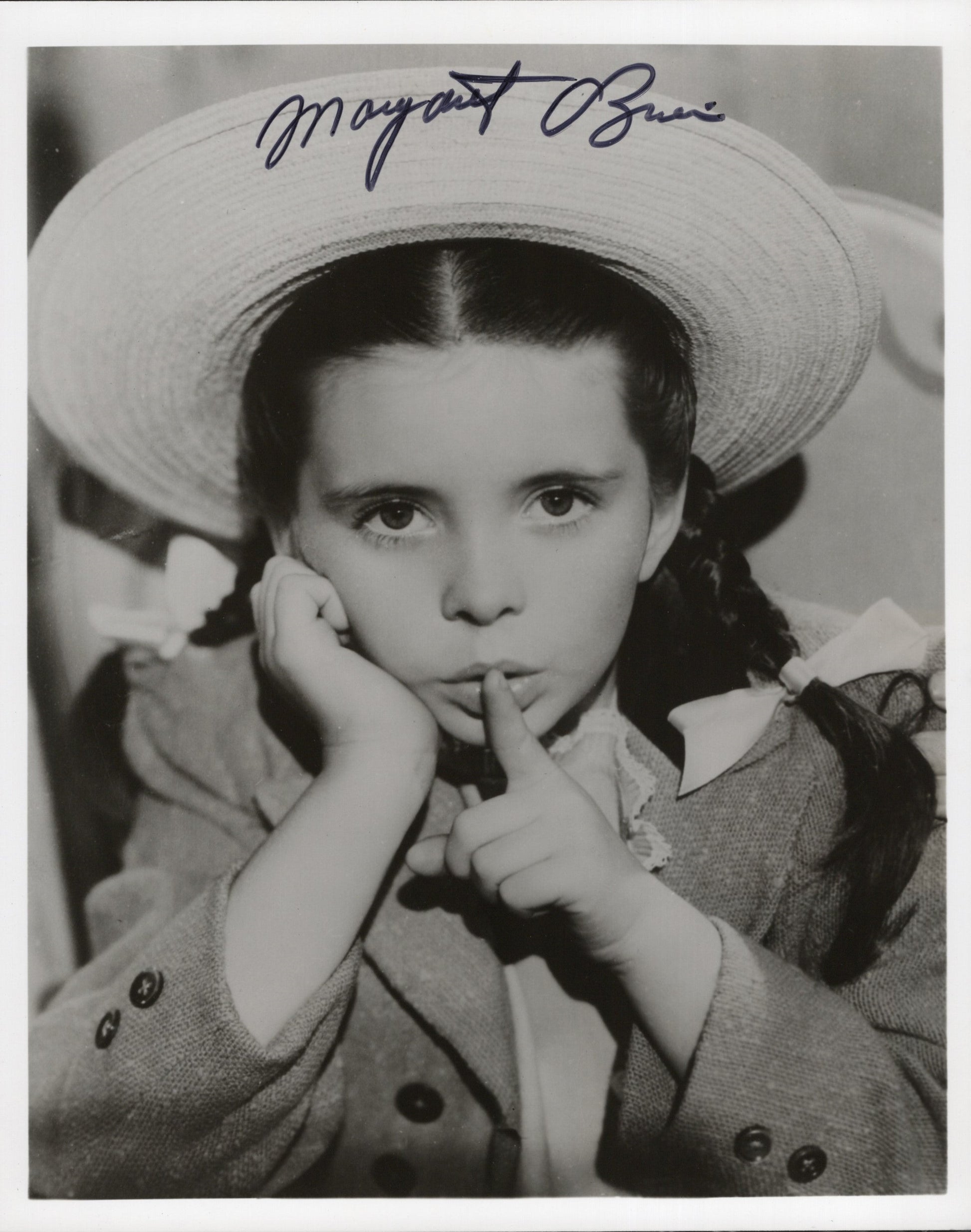 Margaret O'Brien Signed Photo 8x10 B&W, Classic Hollywood Child Star Autograph