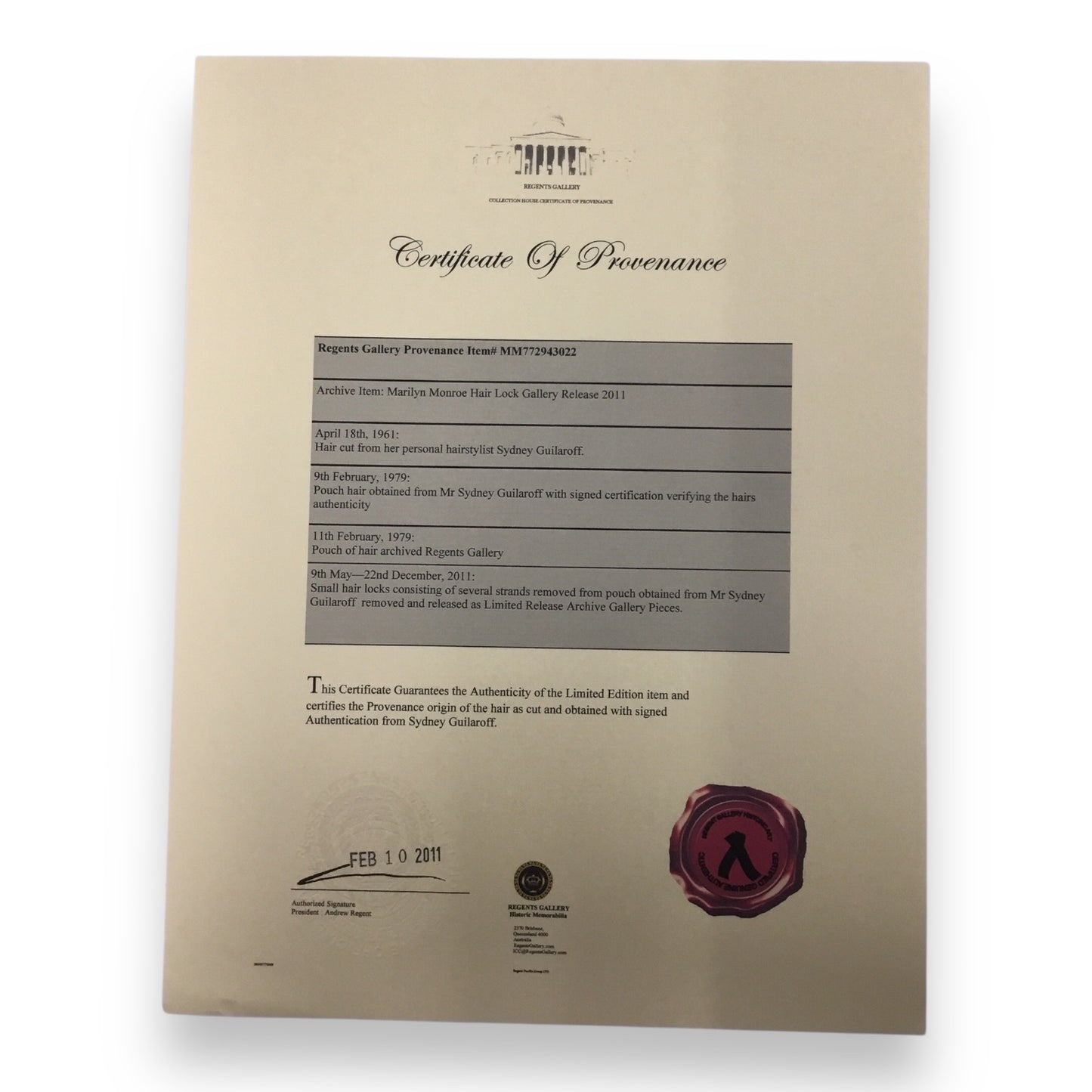 Marilyn Monroe Original Hair Lock and Towel Piece with Certificate of Authenticity