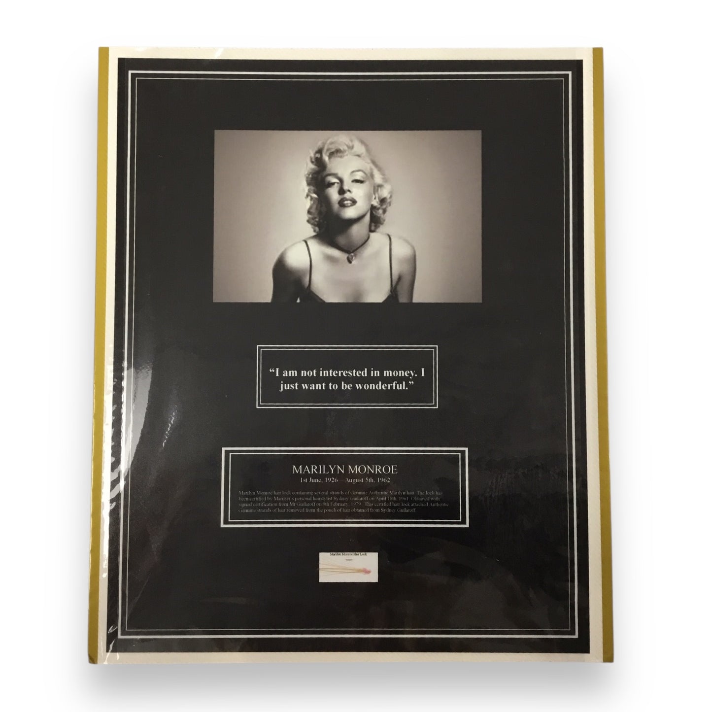 Marilyn Monroe Original Hair Lock with Certificate of Authenticity