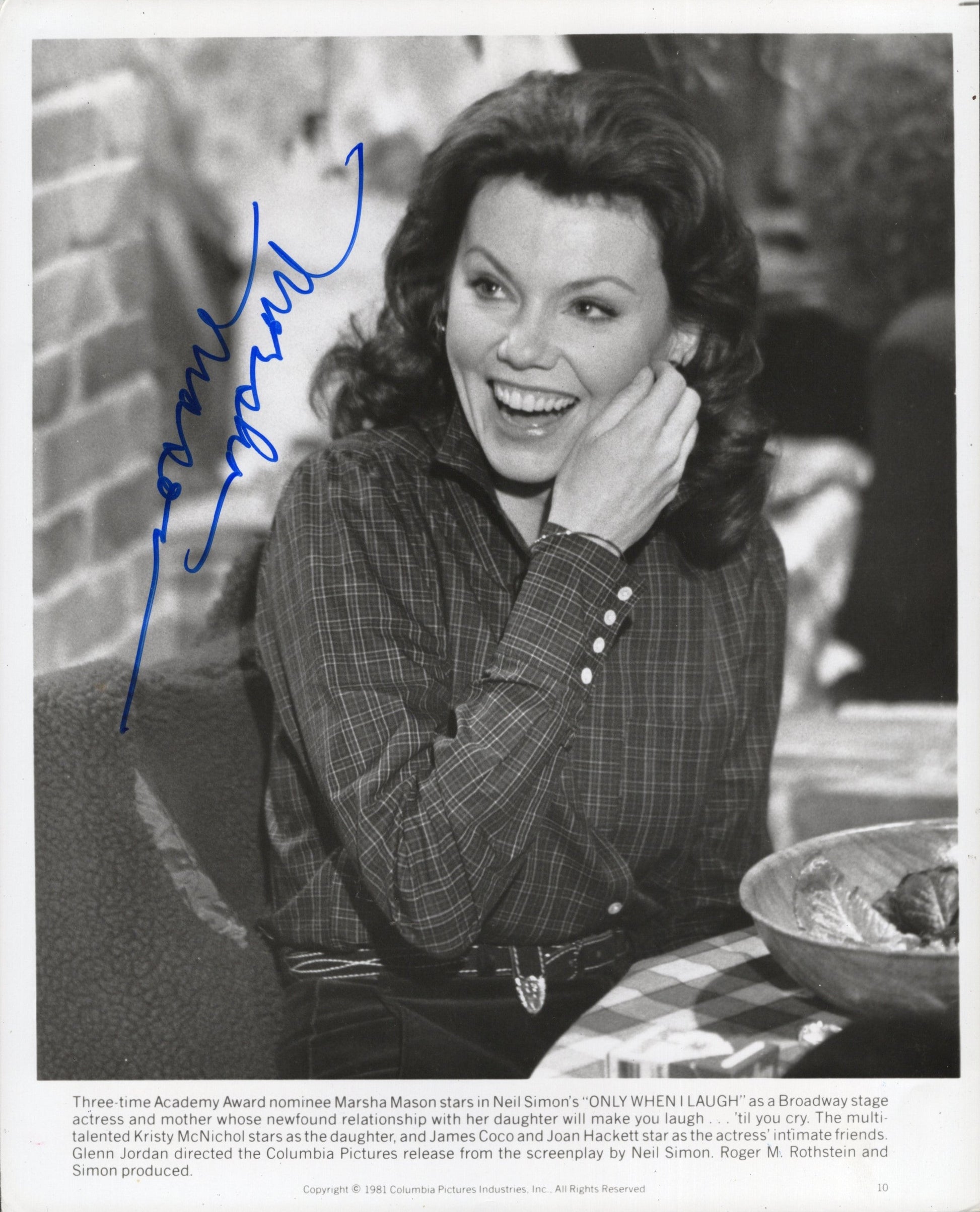 Marsha Mason at Spago SIgned Photo 8x10 B&W