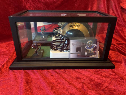 Marshall Faulk Rams Certified Authentic Autographed Mini-helmet Shadowbox