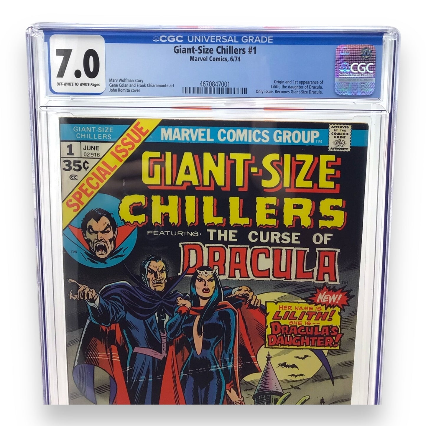 Marvel Comics Giant-Size Chillers #1, Origin & First Appearance of Lilith - CGC Graded 7.0