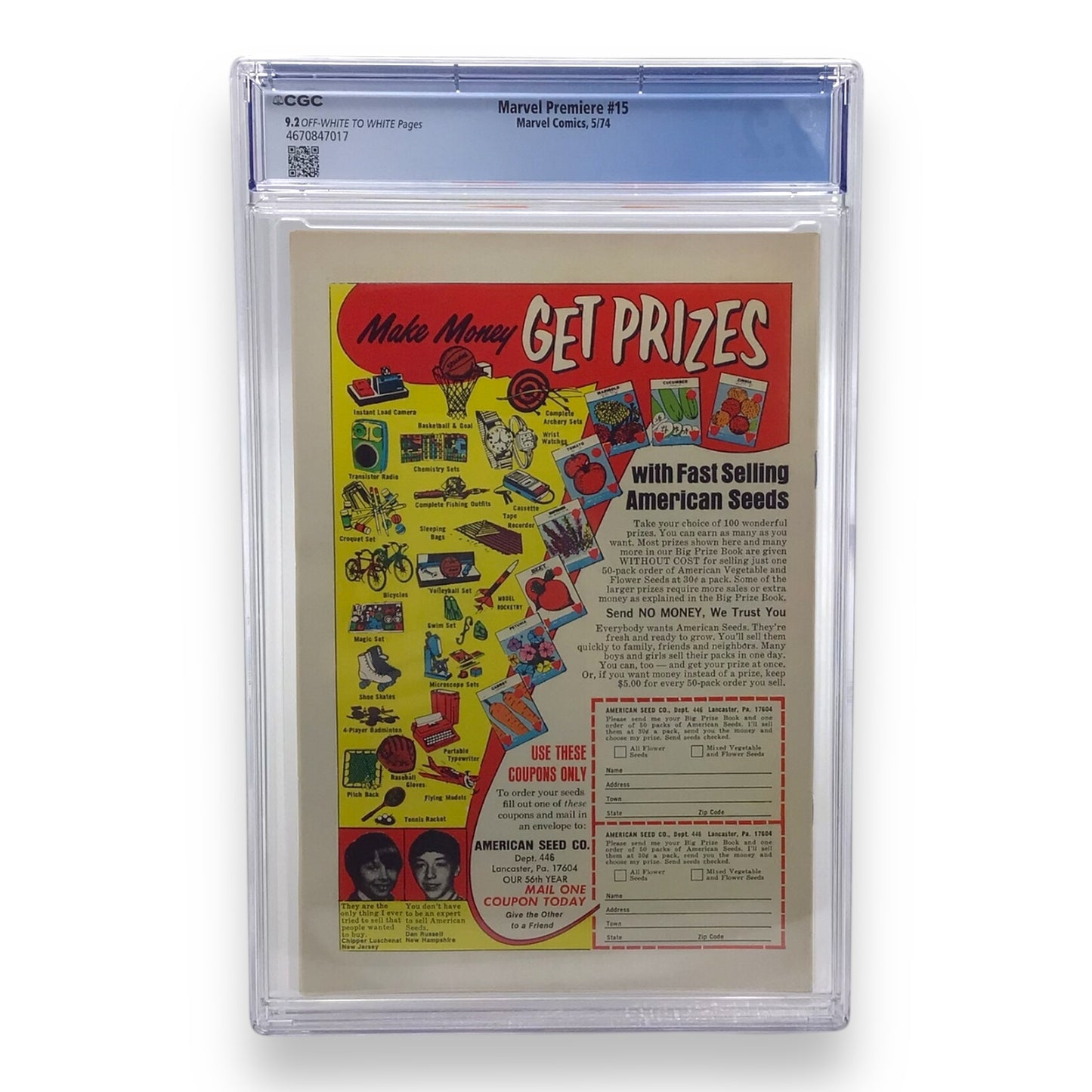 Marvel Comics Marvel Premiere #15, First Appearance of Iron Fist & Harold Meachum - CGC Graded 9.2