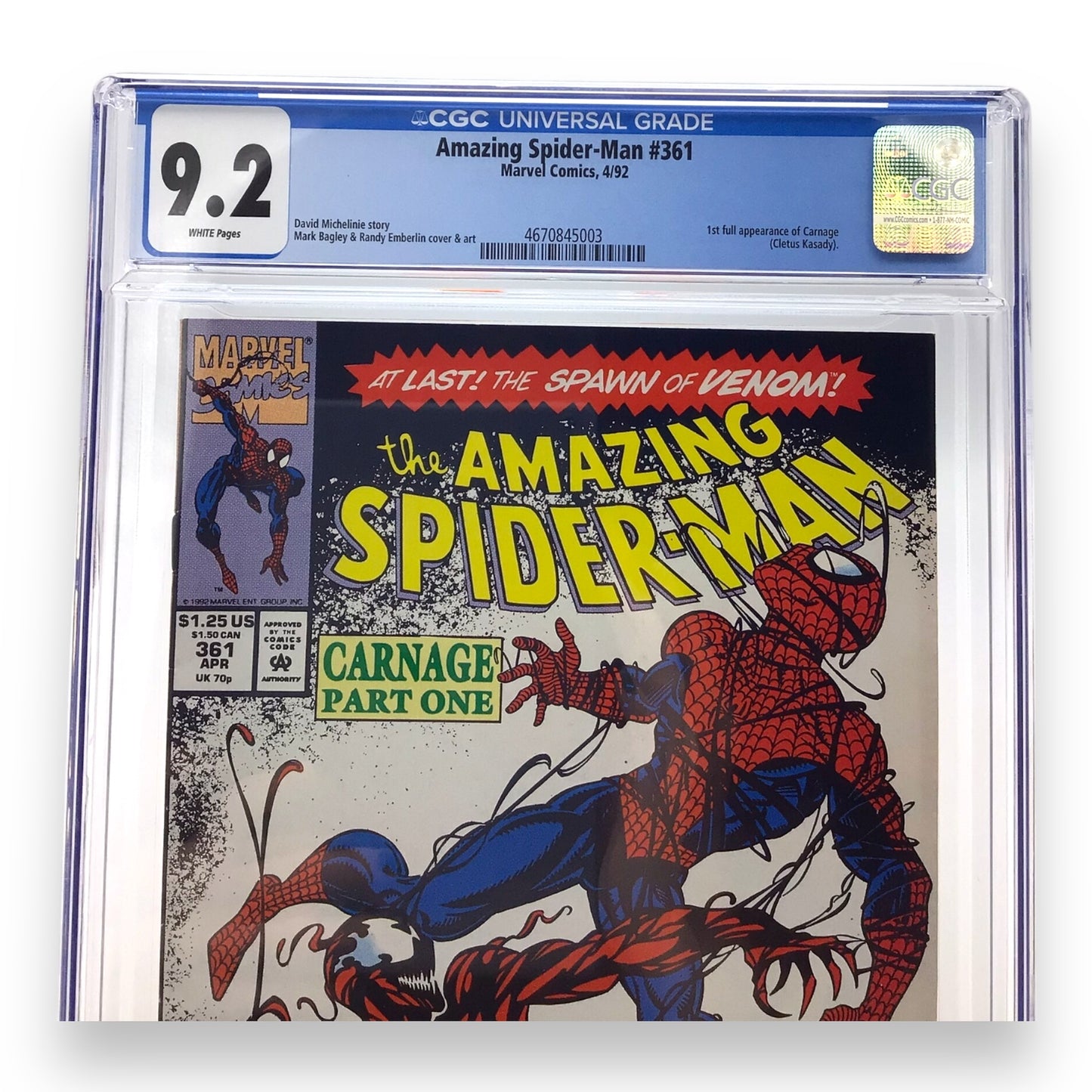 Marvel Comics The Amazing Spider-Man #361, First Full Appearance of Carnage - CGC Graded 9.2