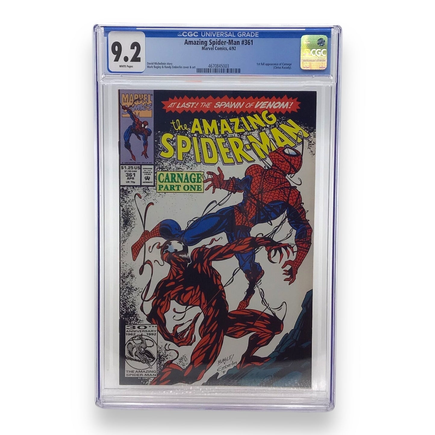 Marvel Comics The Amazing Spider-Man #361, First Full Appearance of Carnage - CGC Graded 9.2