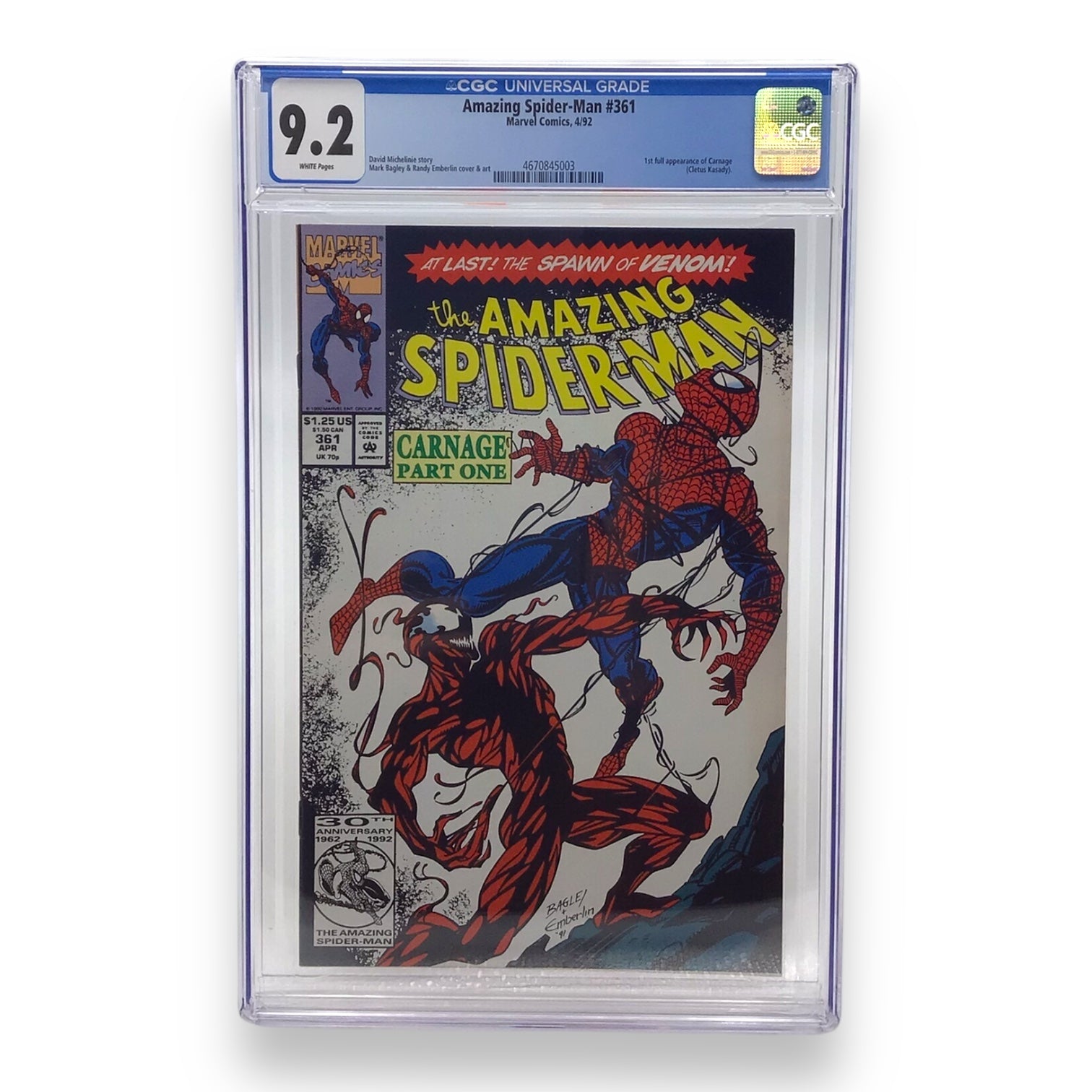 Marvel Comics The Amazing Spider-Man #361, First Full Appearance of Carnage - CGC Graded 9.2