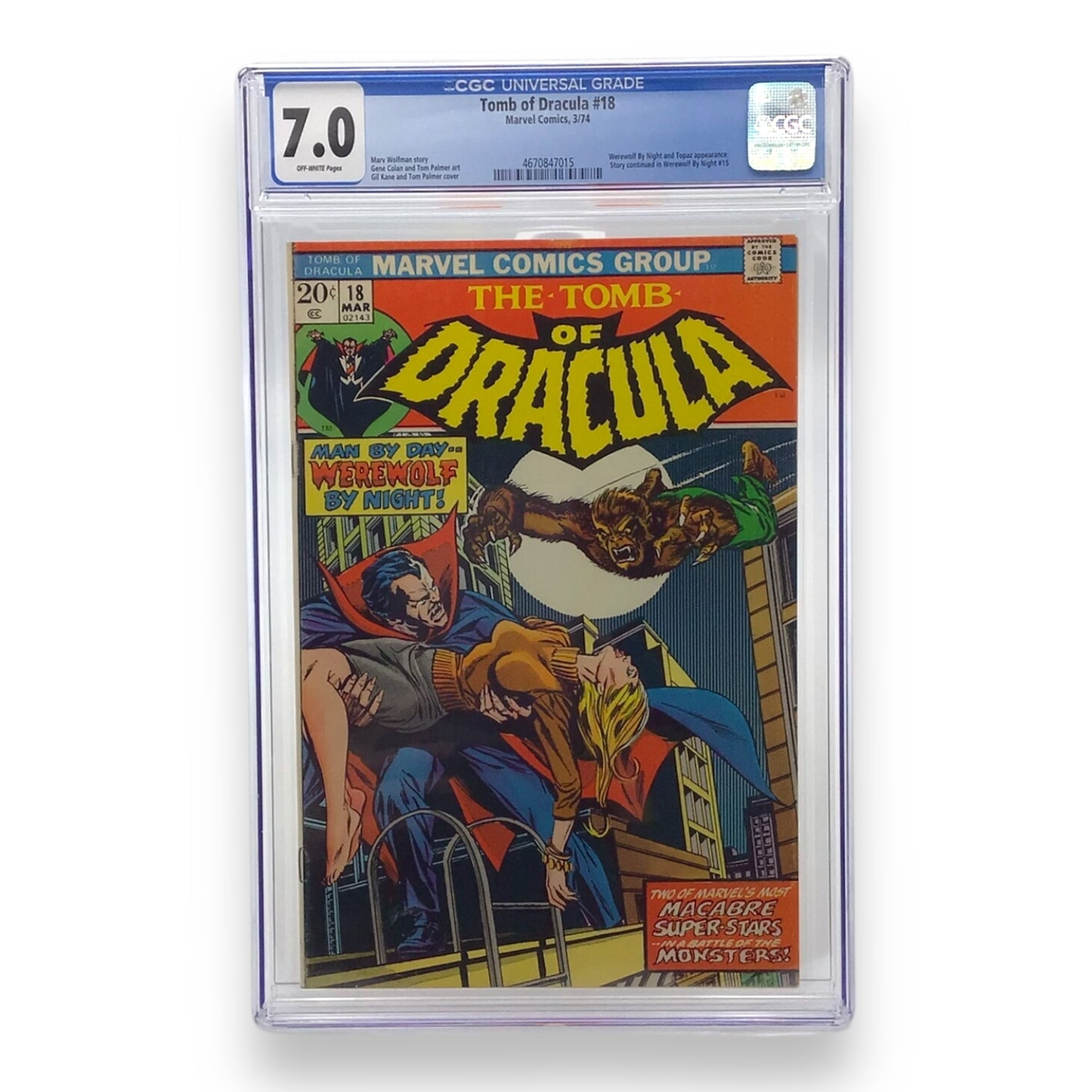 Marvel Comics Tomb of Dracula #18 - CGC Graded 7.0